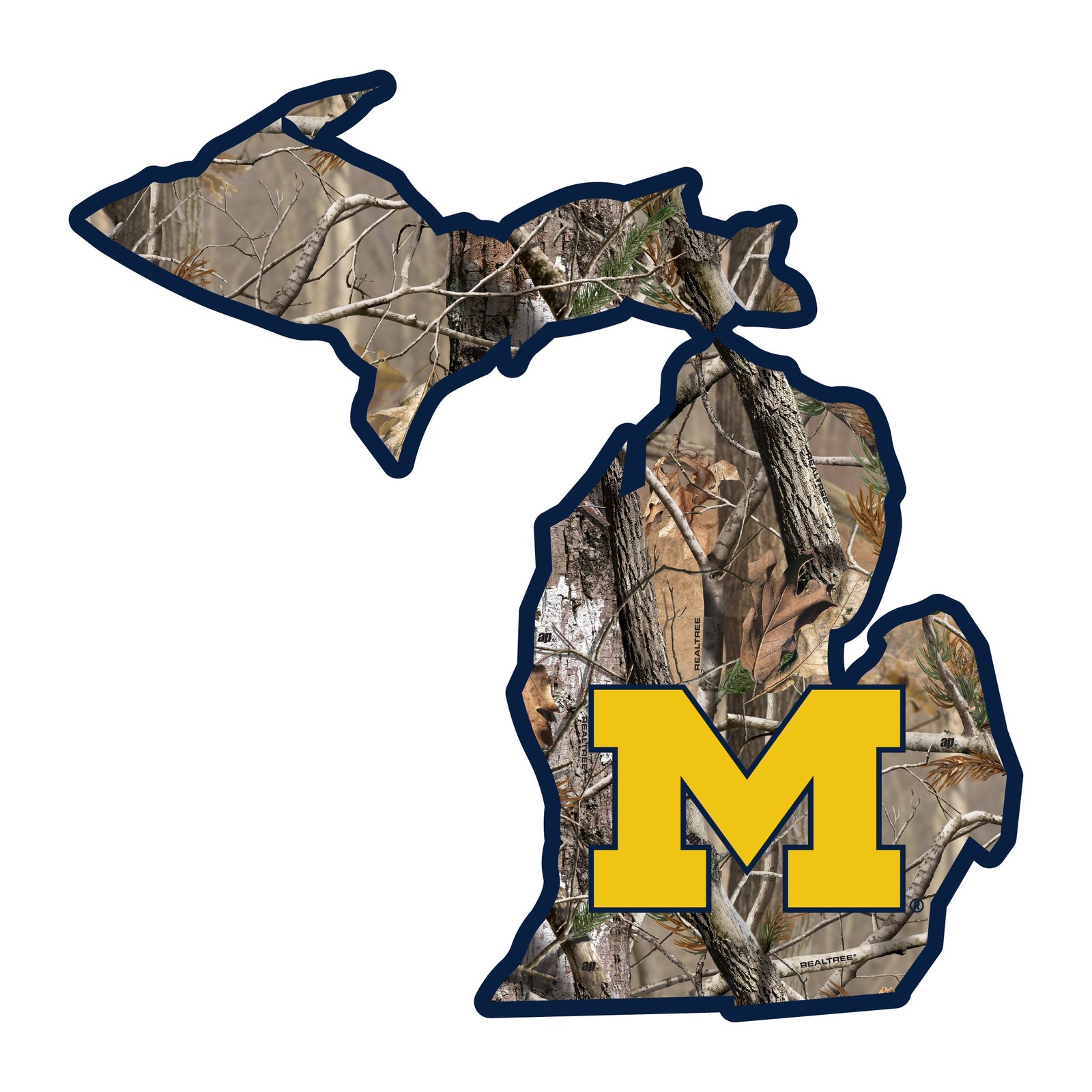 Michigan Wolverines Realtree Camouflage Sticker/Magnet