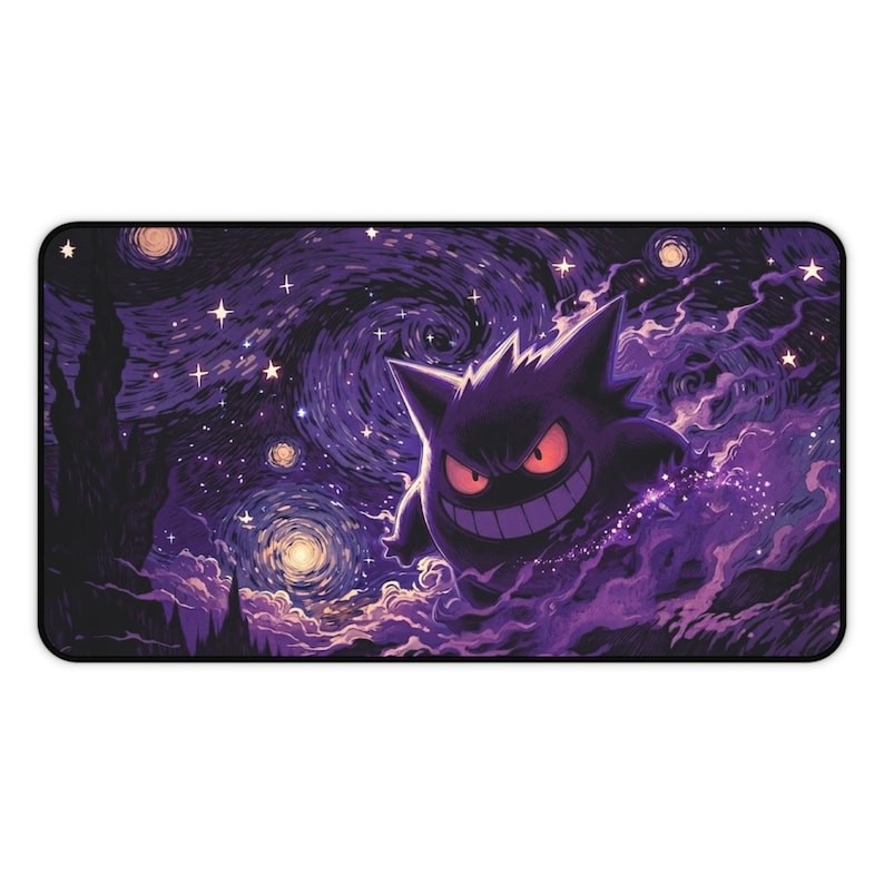 Gengar Wave Desk Mat, Ghost Pokemon Mouse Pad XXL Desk Accessories