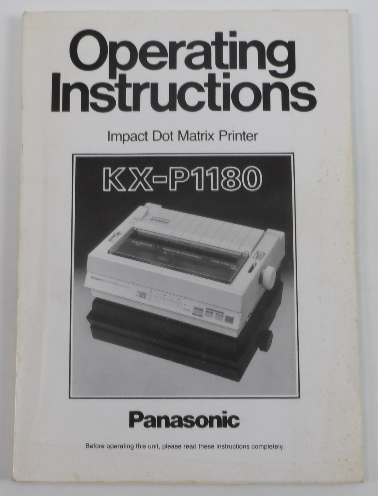 Panasonic KX-P1180 Impact Dot Matrix Printer User Manual Operating Instructions