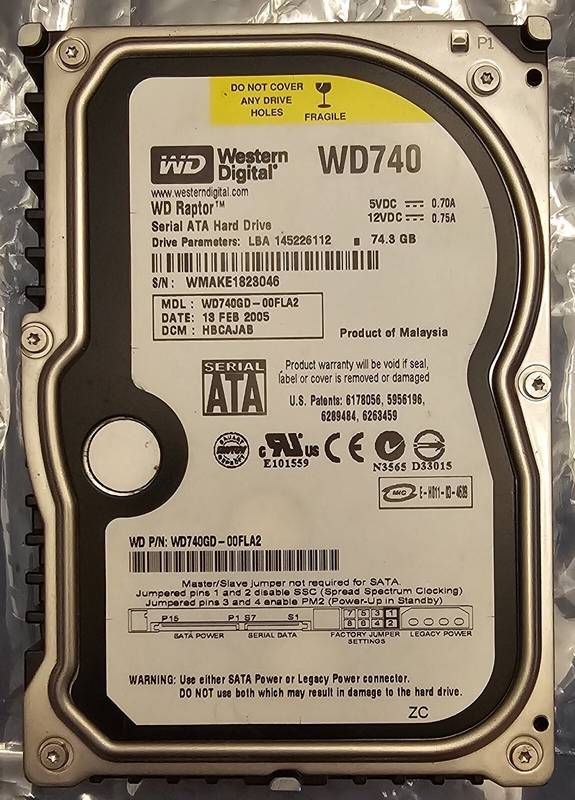 Western Digital WD Raptor WD740GD-00FLA2 74.3GB SATA Hard Drive DCM:HBCAJAB