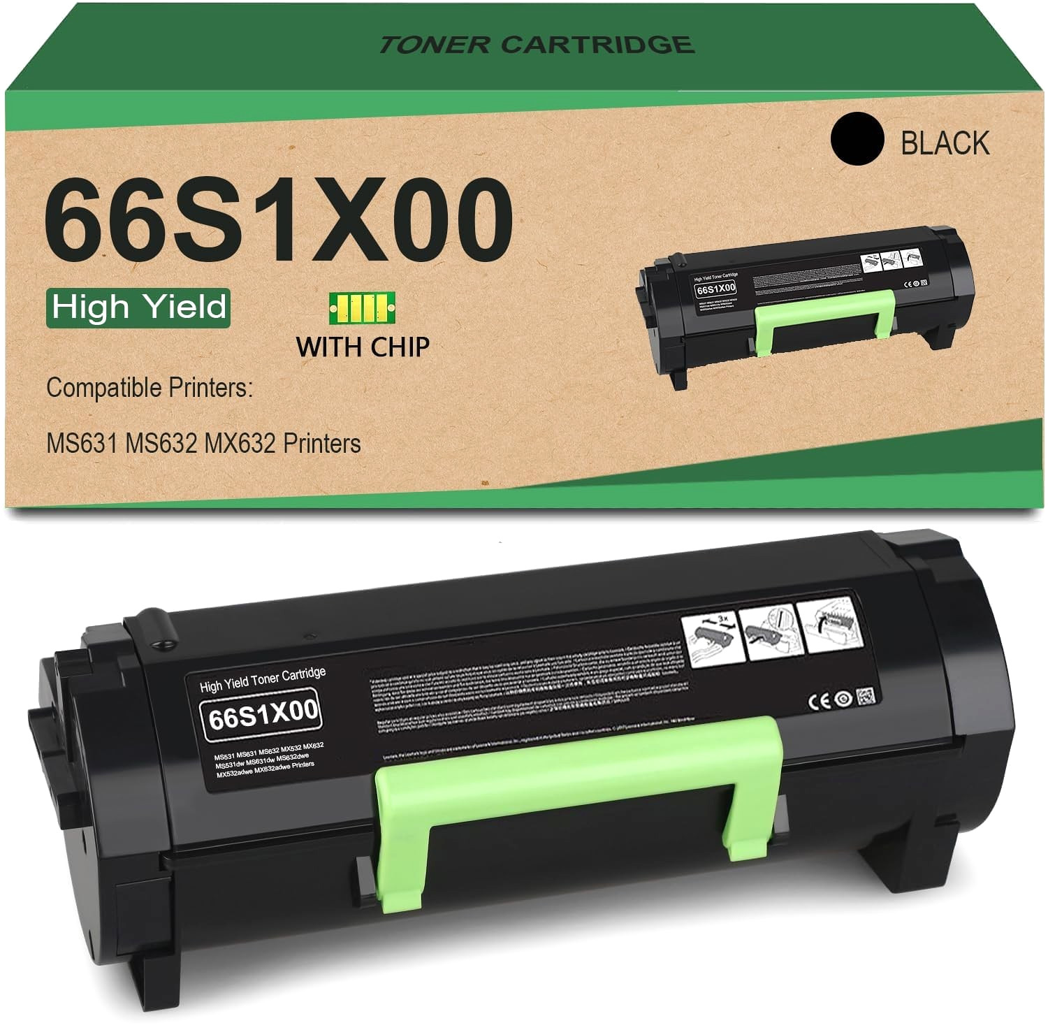 66S1X00 Black Toner Cartridge Replacement for Lexmark MS631 MS632 MX632 Printers