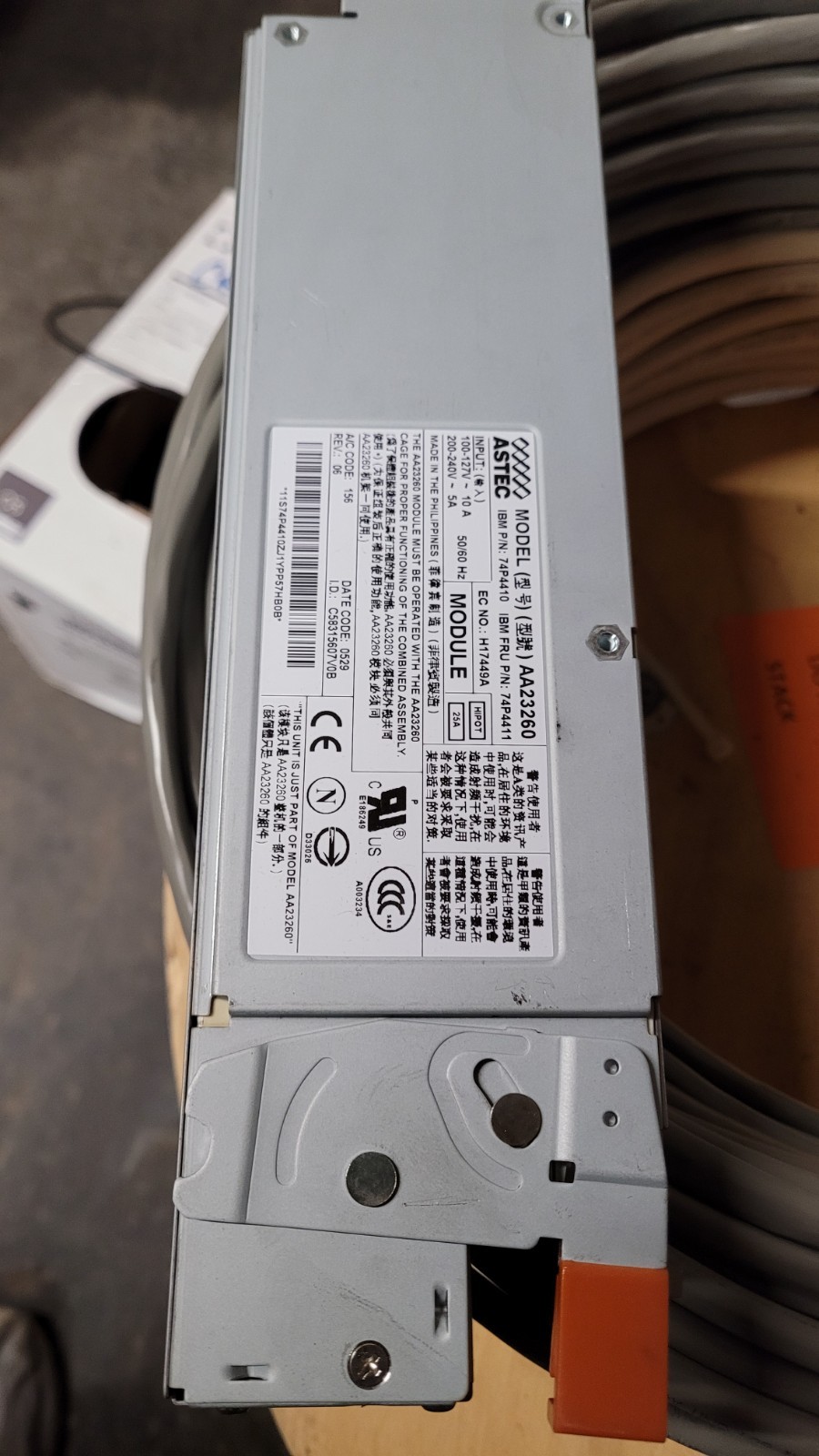 ASTEC Model AA23260 Power Supply IBM P/N 74P4410 120/240VAC Input