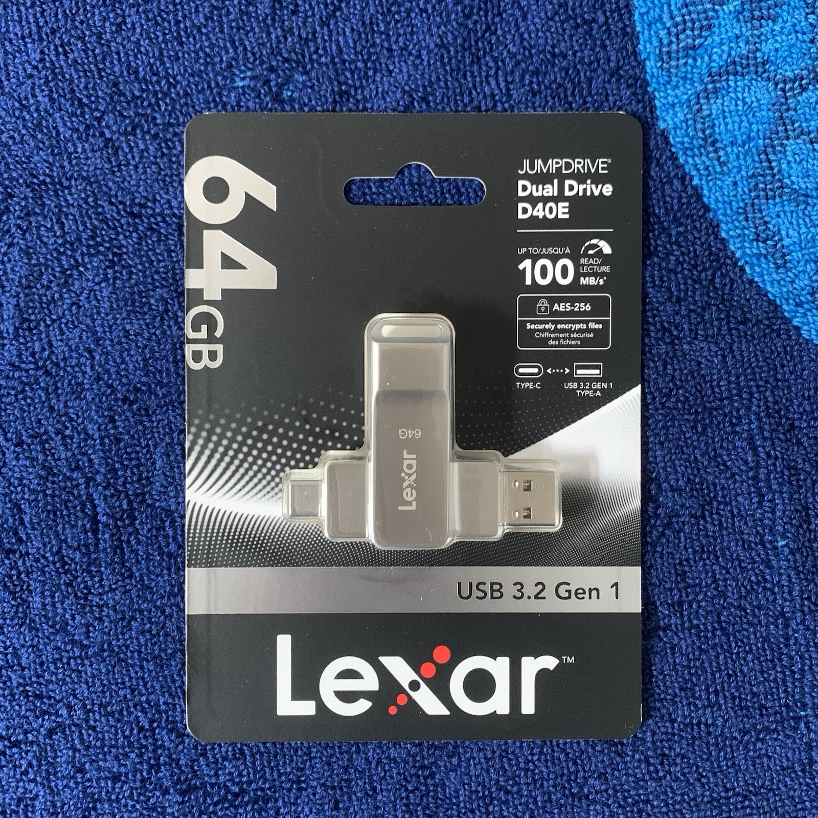 Lexar D40E 64GB Dual USB 3.2 Gen 1 Type-C Jump Drive In Champagne Silver