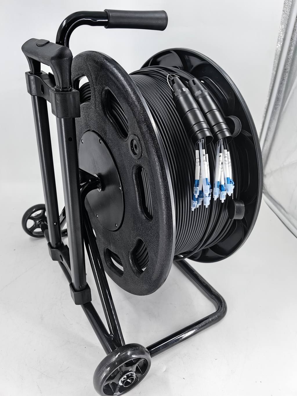 2000ft Armored Fiber Optic Cable LC to LC 6 Strands Single Mode with Fiber Reel