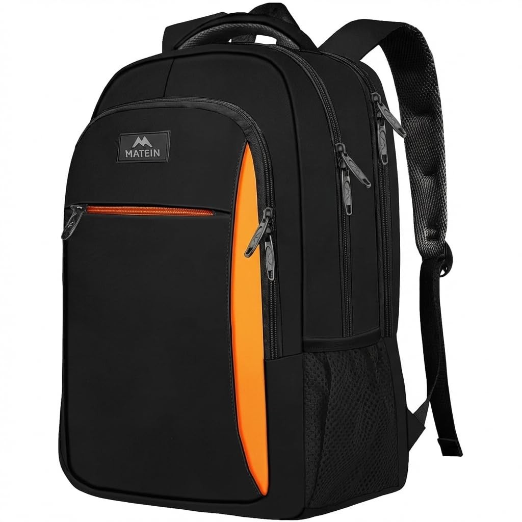 MATEIN OrangeTravel Backpack, Slim Sturdy 15.6 Inch Laptop Bag for College | Per