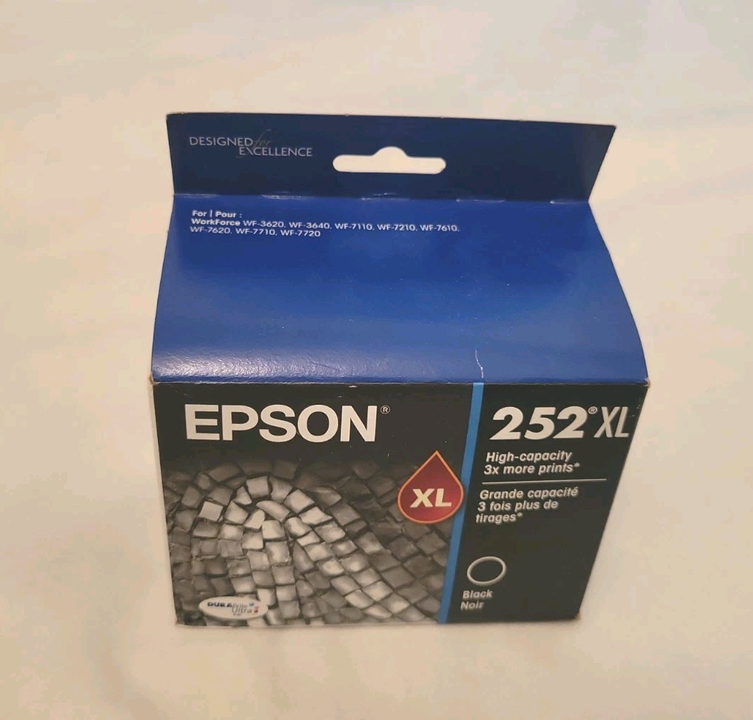 Epson 252XL Black Ink Cartridge High Capacity Genuine OEM New Exp 11/2027