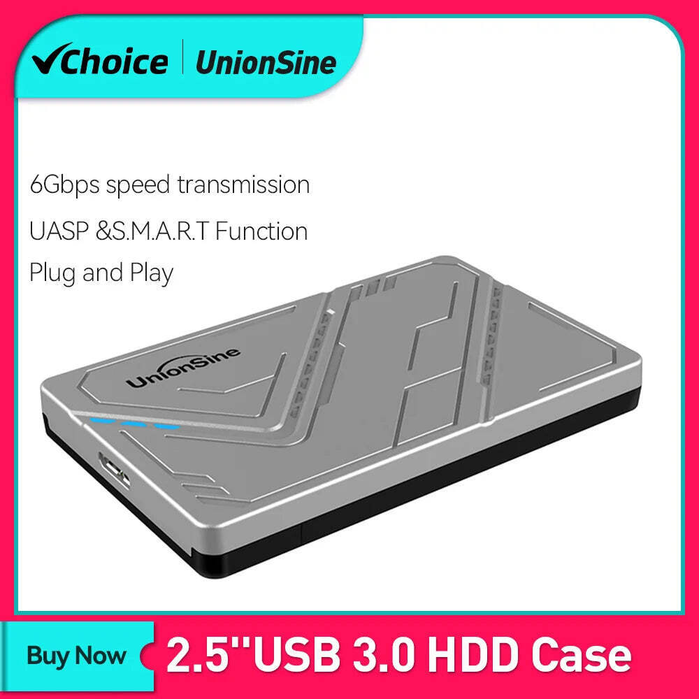 UnionSine USB 3.0 MicroB 2.5inch External Storage HDD Case SATA 6Gbps HDD SSD Ha