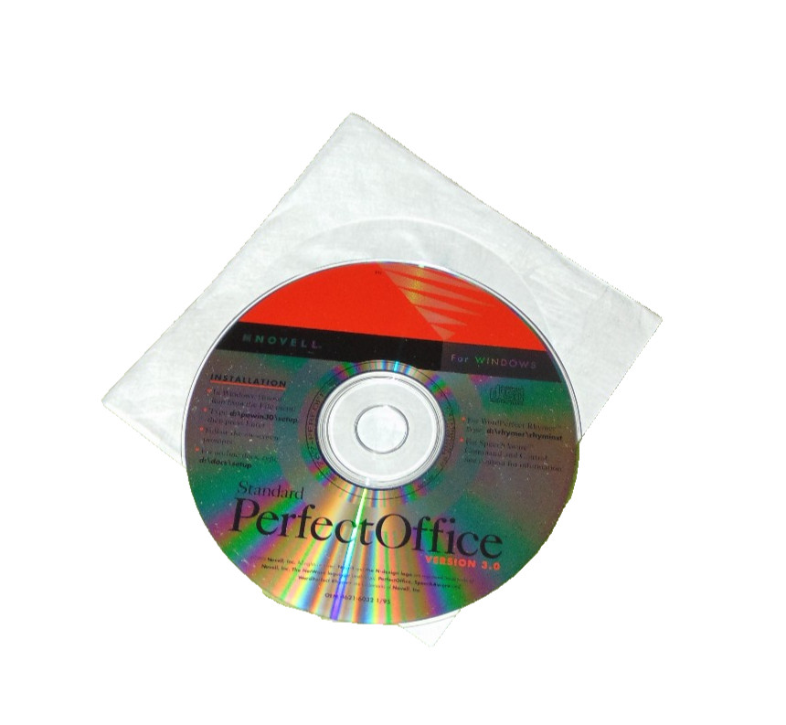 Novell PerfectOffice 3.0 Standard Windows CD-ROM Vintage Software Untested