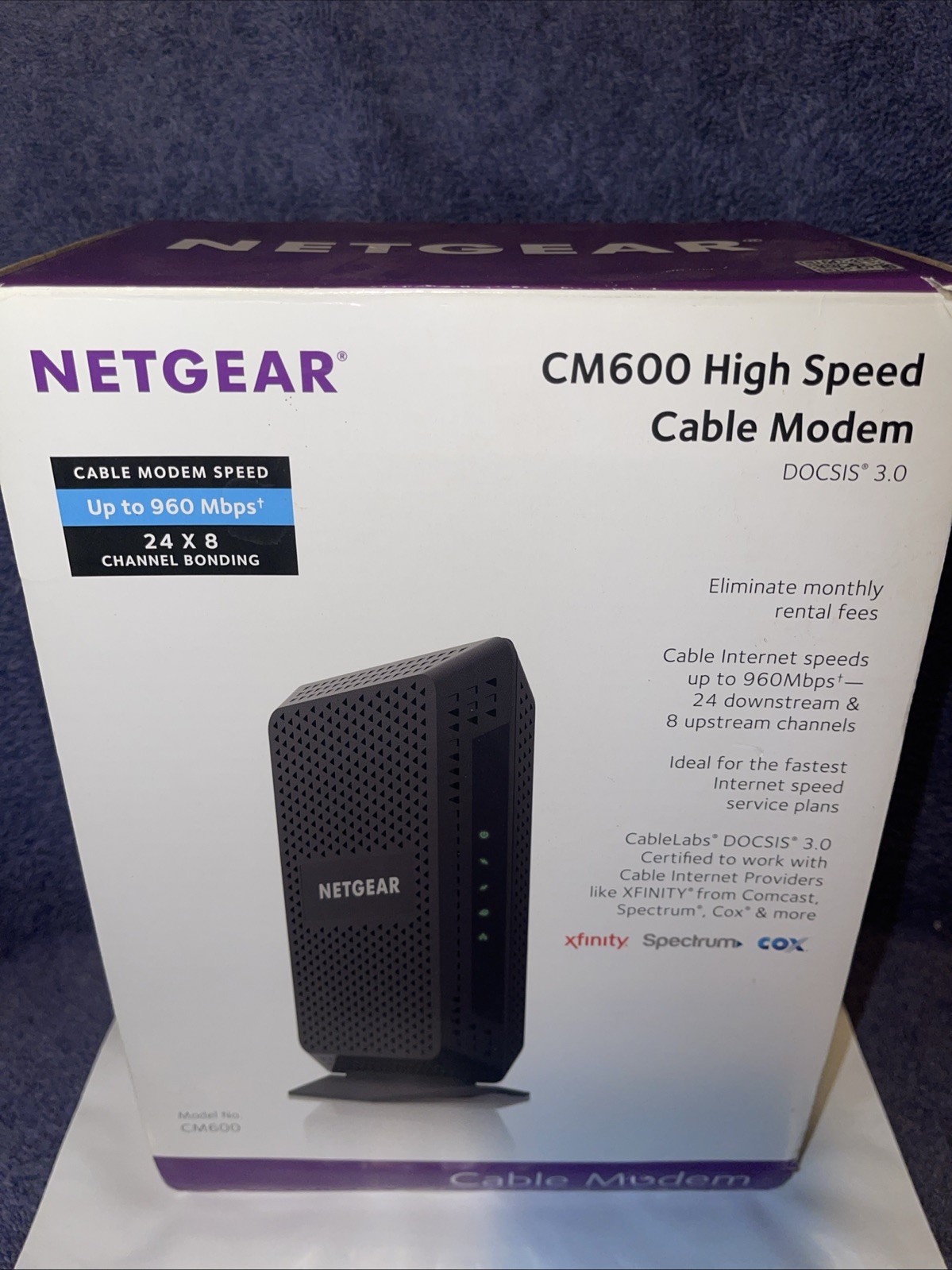 NETGEAR CM600 High Speed Cable Modem 960 MBPS 24x8 Channel Bonding DOCSIS 3.0