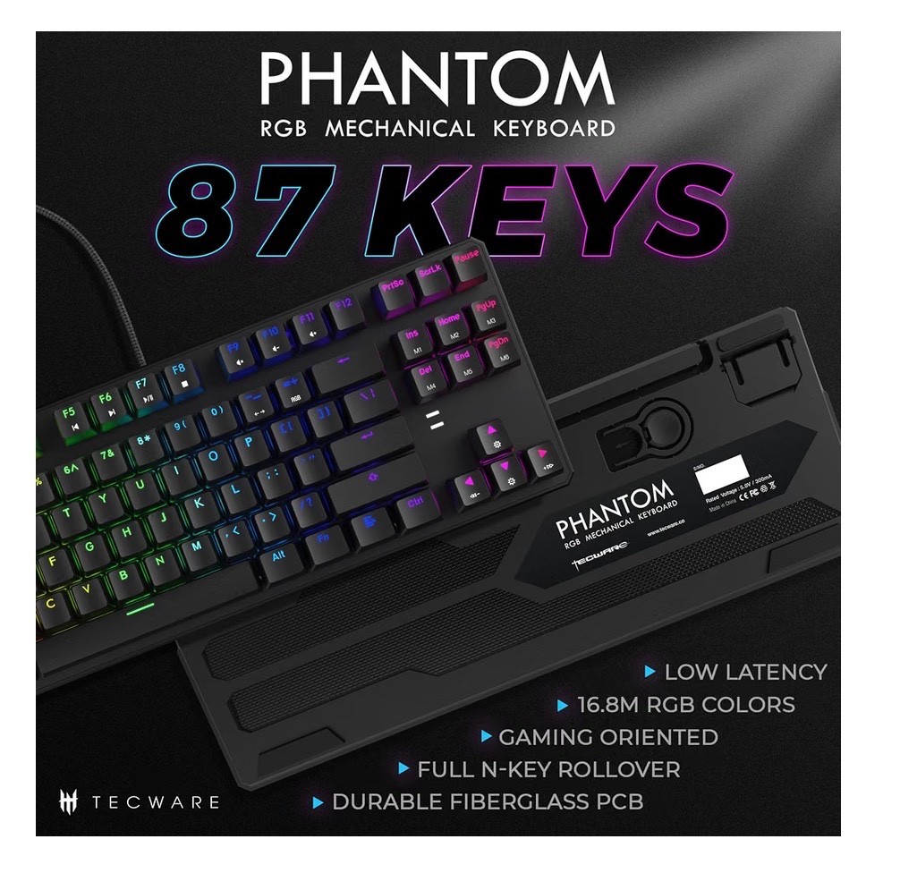 Tecware Phantom 87 Key RGB Mechanical Gaming Keyboard