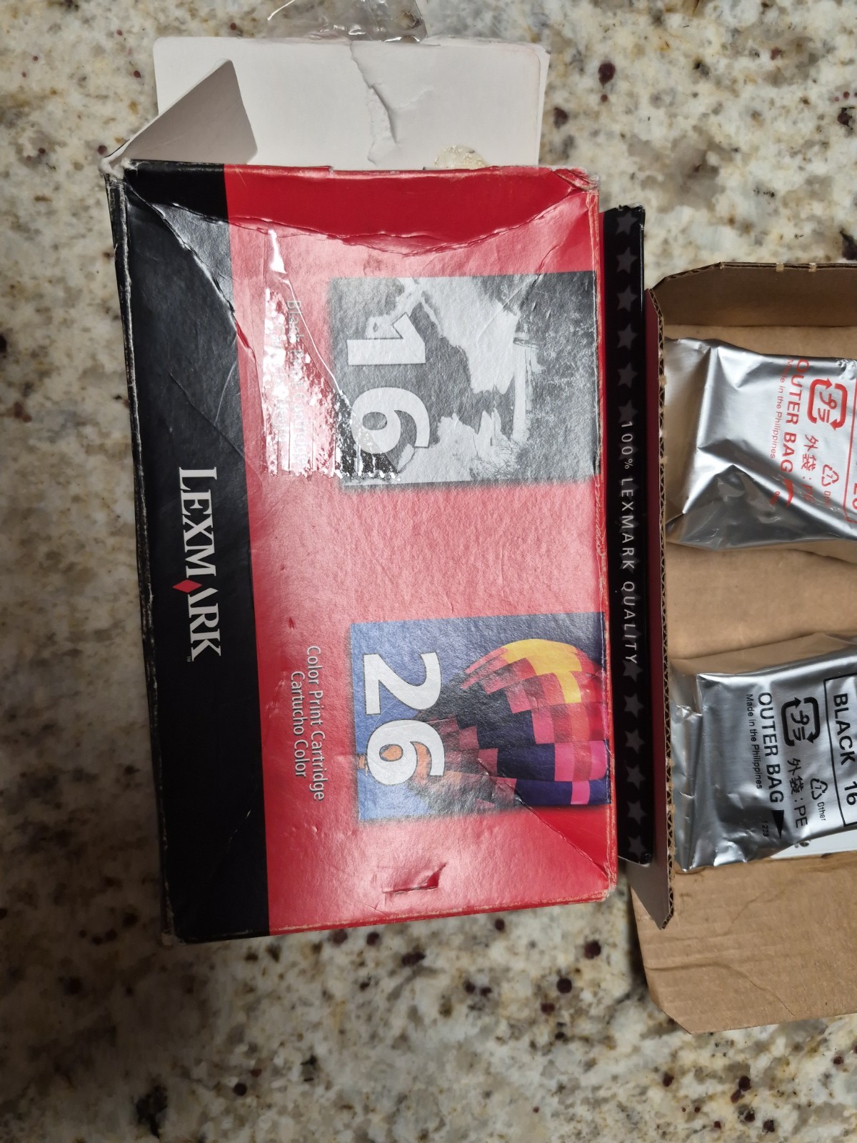 Lexmark #16 Black and #26 Color Ink Cartridges Expired Open Box
