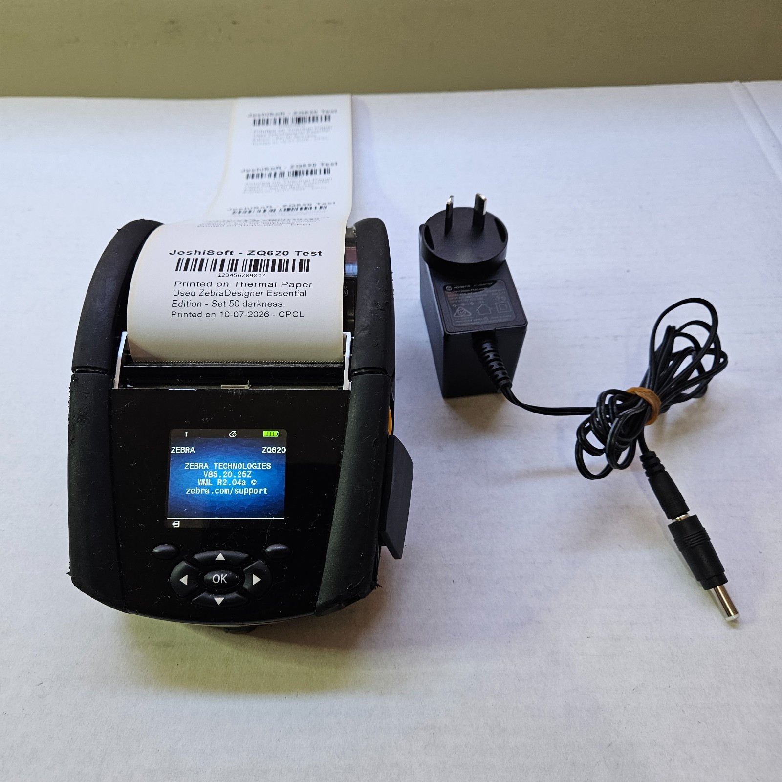 Zebra ZQ620 Label Printer, Used Battery & Charger P: ZQ62-AAWAA00-00 Lot#1475