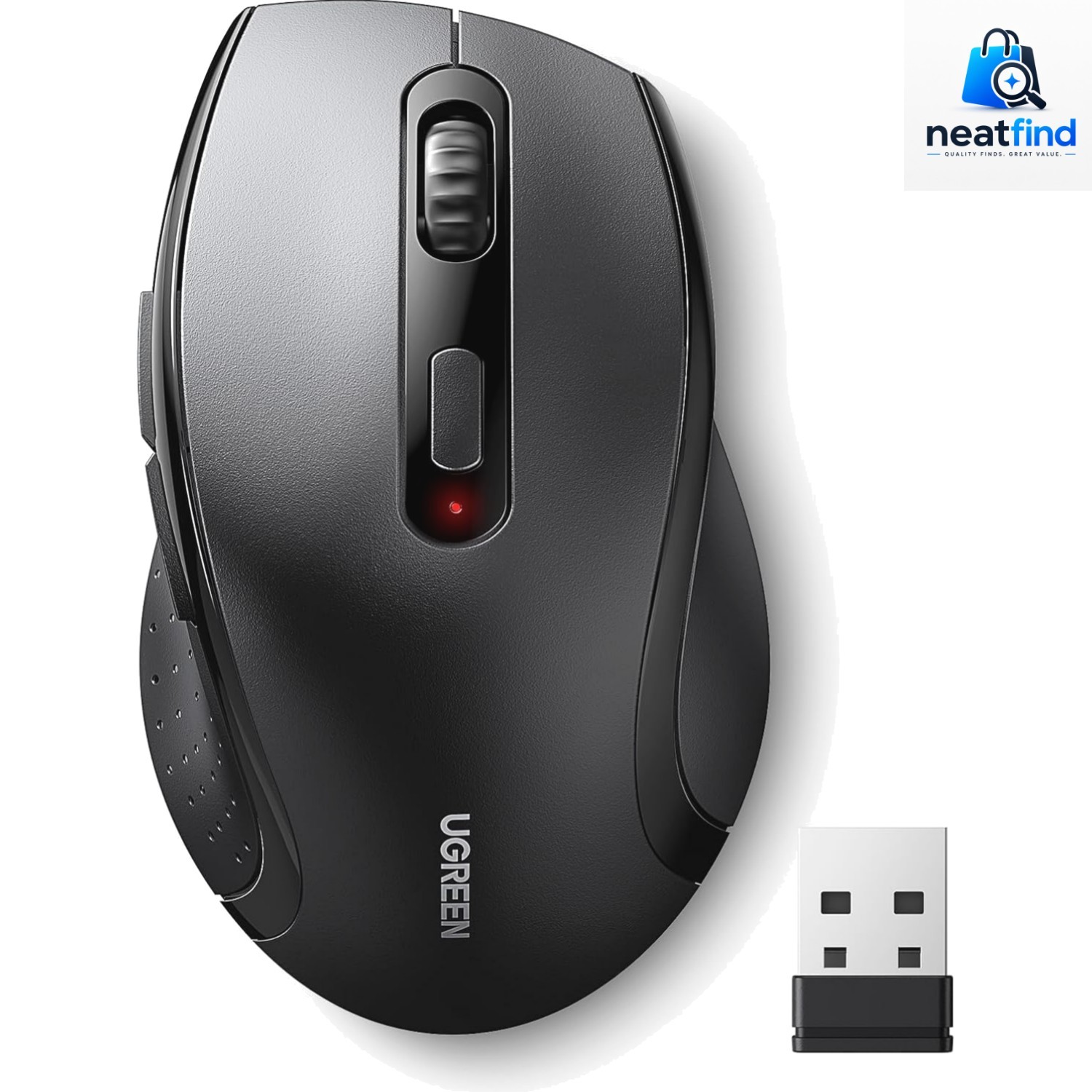 Ambidextrous 2.4GHz Wireless Mouse - Ergonomic Design, 12  Battery Life