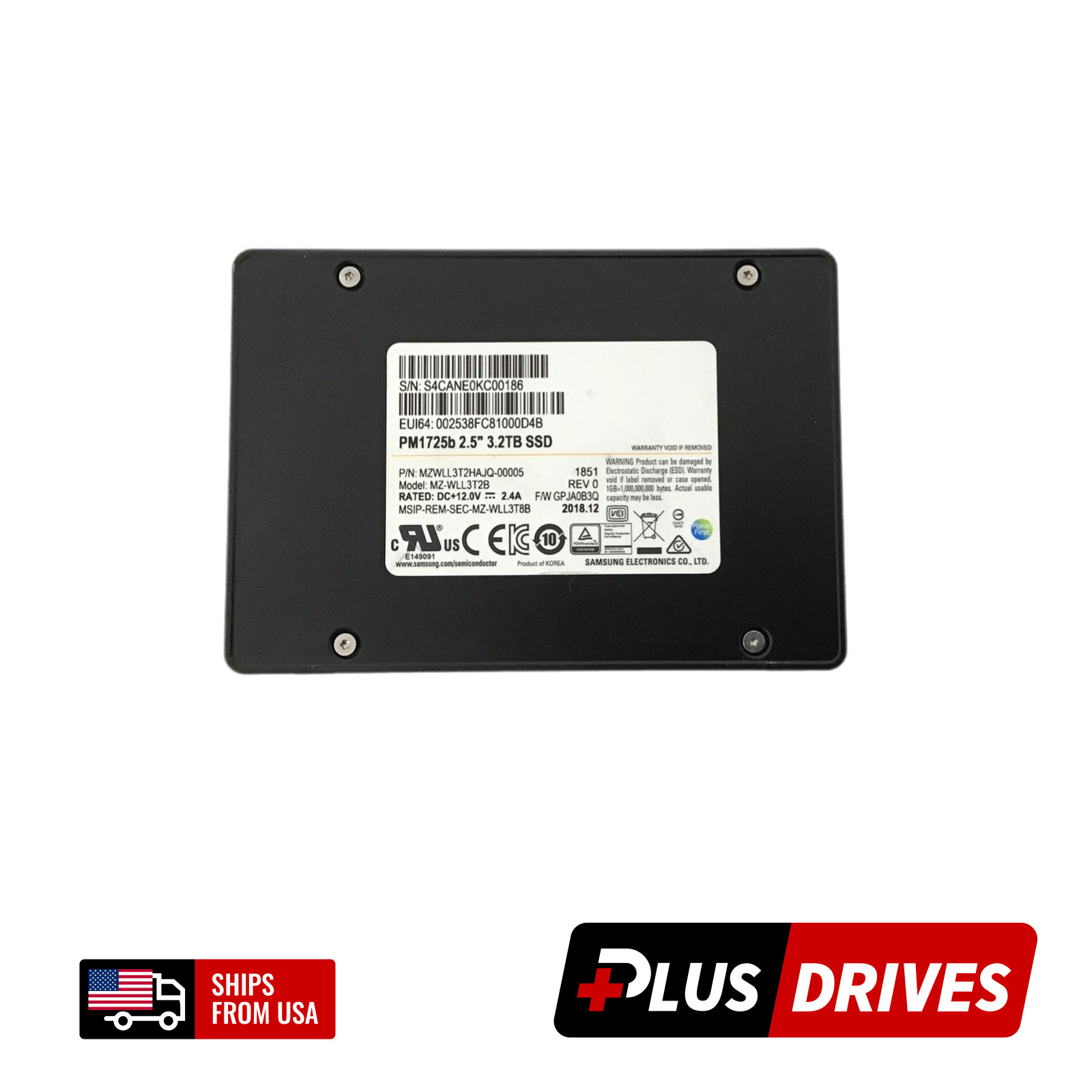3.2TB NVMe Samsung Gen3 PM1725b 2.5" Enterprise SSD Drive TLC 800K IOPS 3DWPD