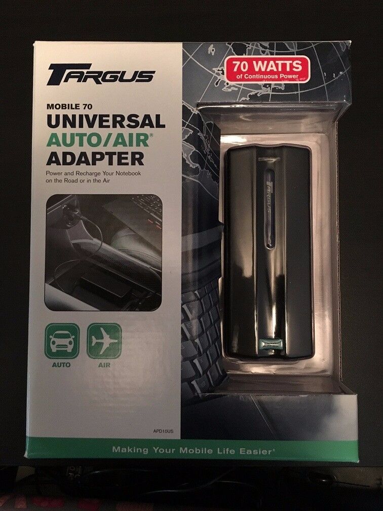 New in Box Targus Mobile 70 Universal Auto / Air Adapter 70 Watts APD10US