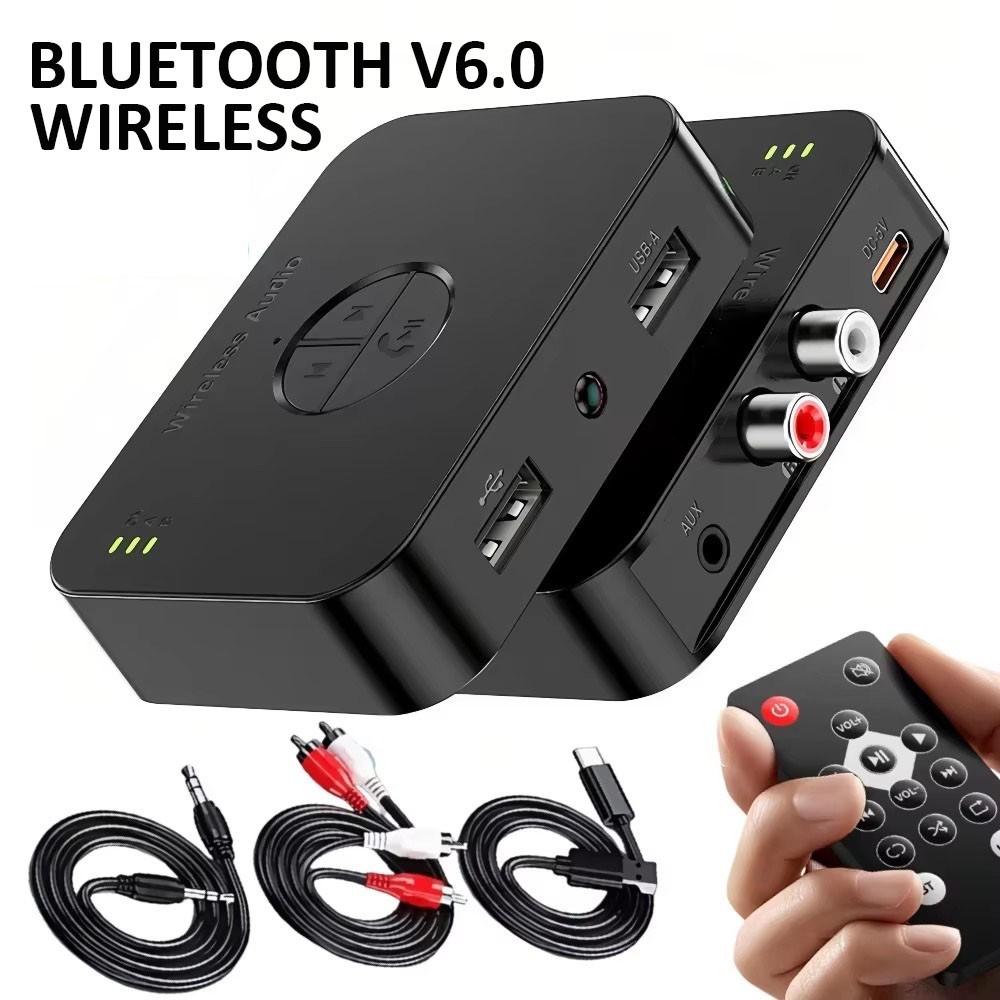 Bluetooth 6.0 Wireless to Wired Speaker/AMP AUX RCA MP3 Audio Adapter Receiver