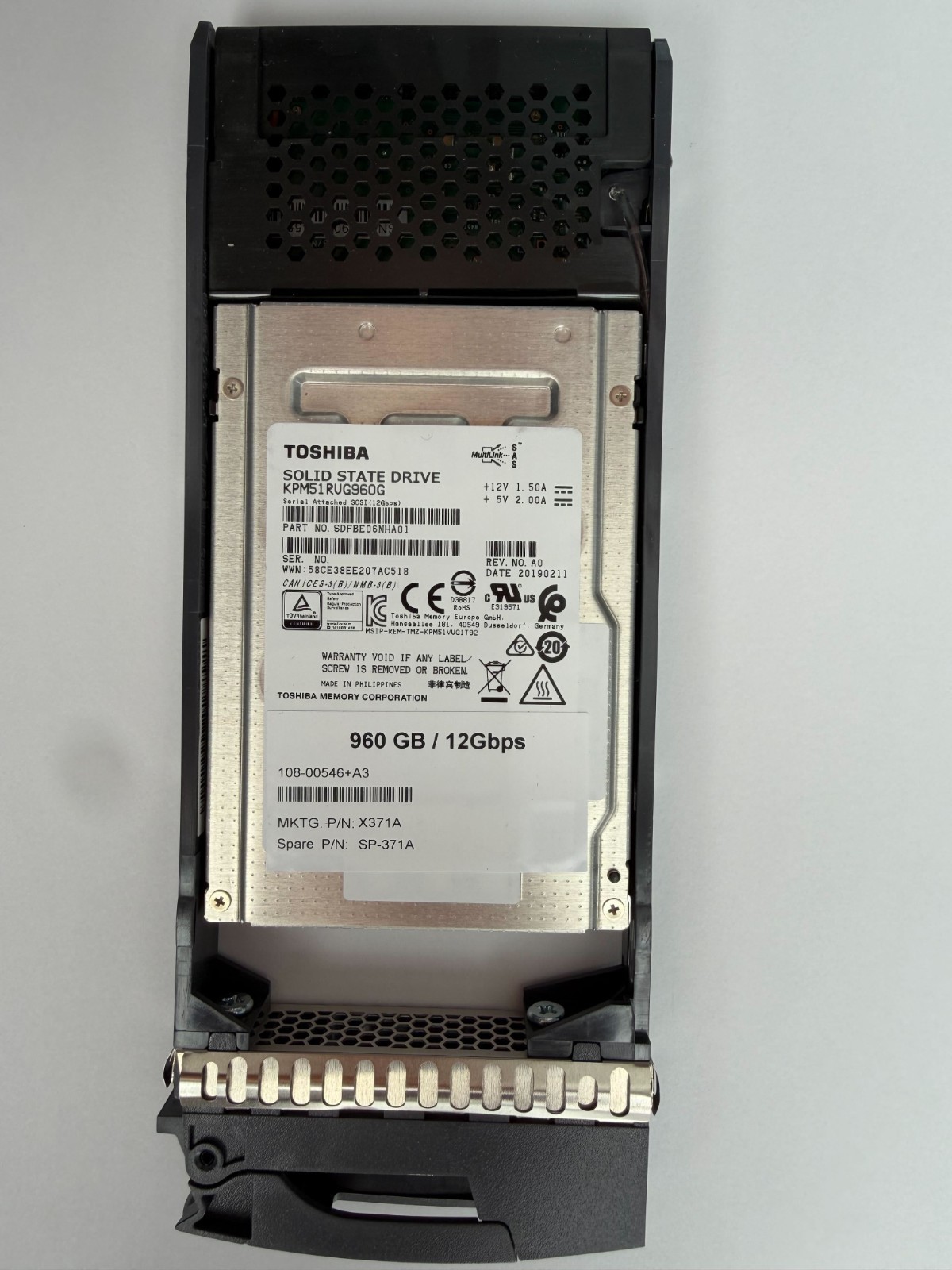 Toshiba KPM51RUG960G  960GB 2.5" SAS SSD 12Gbps   | NetApp SDFBE06NHA01