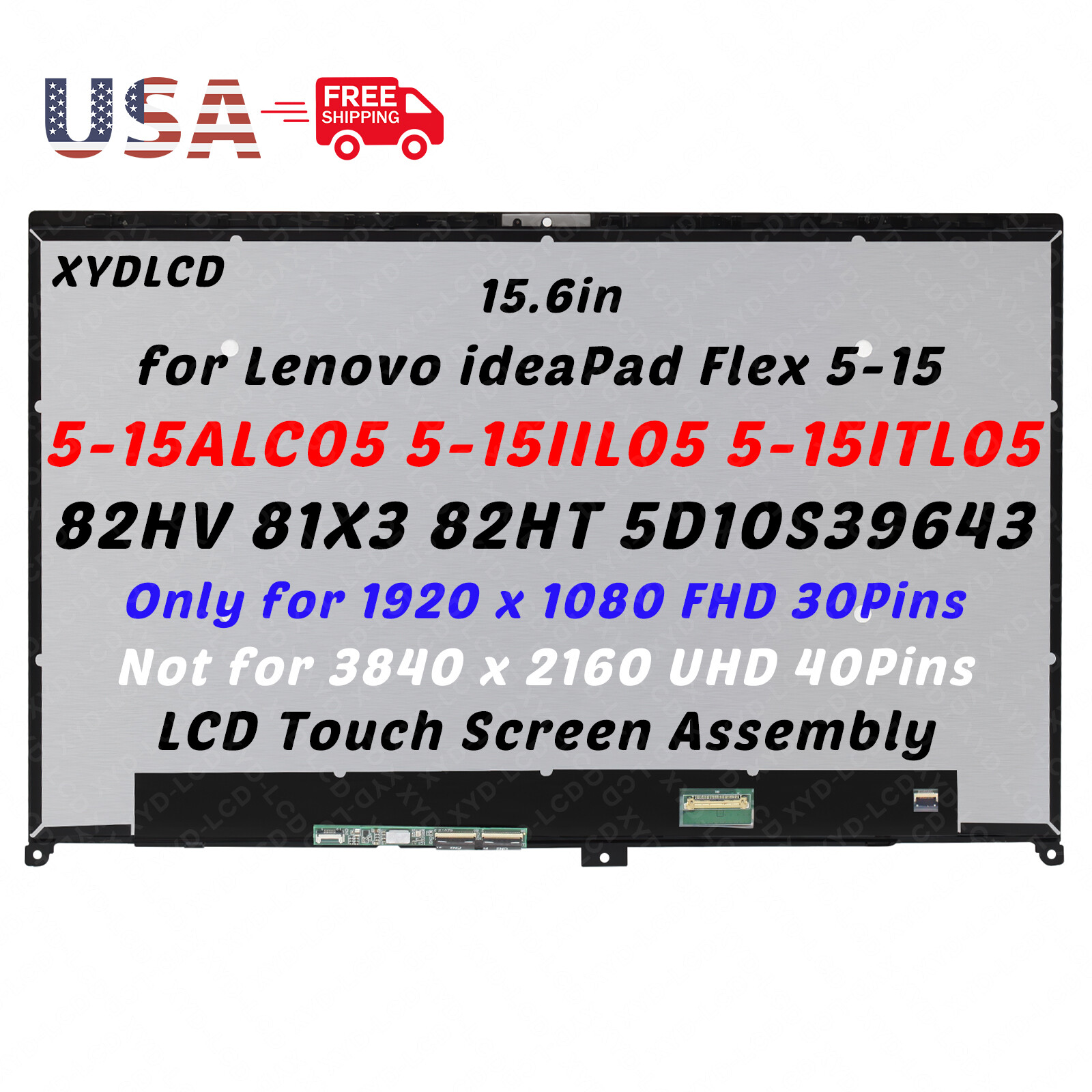 New /Orig Lenovo ideapad Flex 5-15ITL05 15ALC05 15IIL05 FHD IPS LCD Touch Screen
