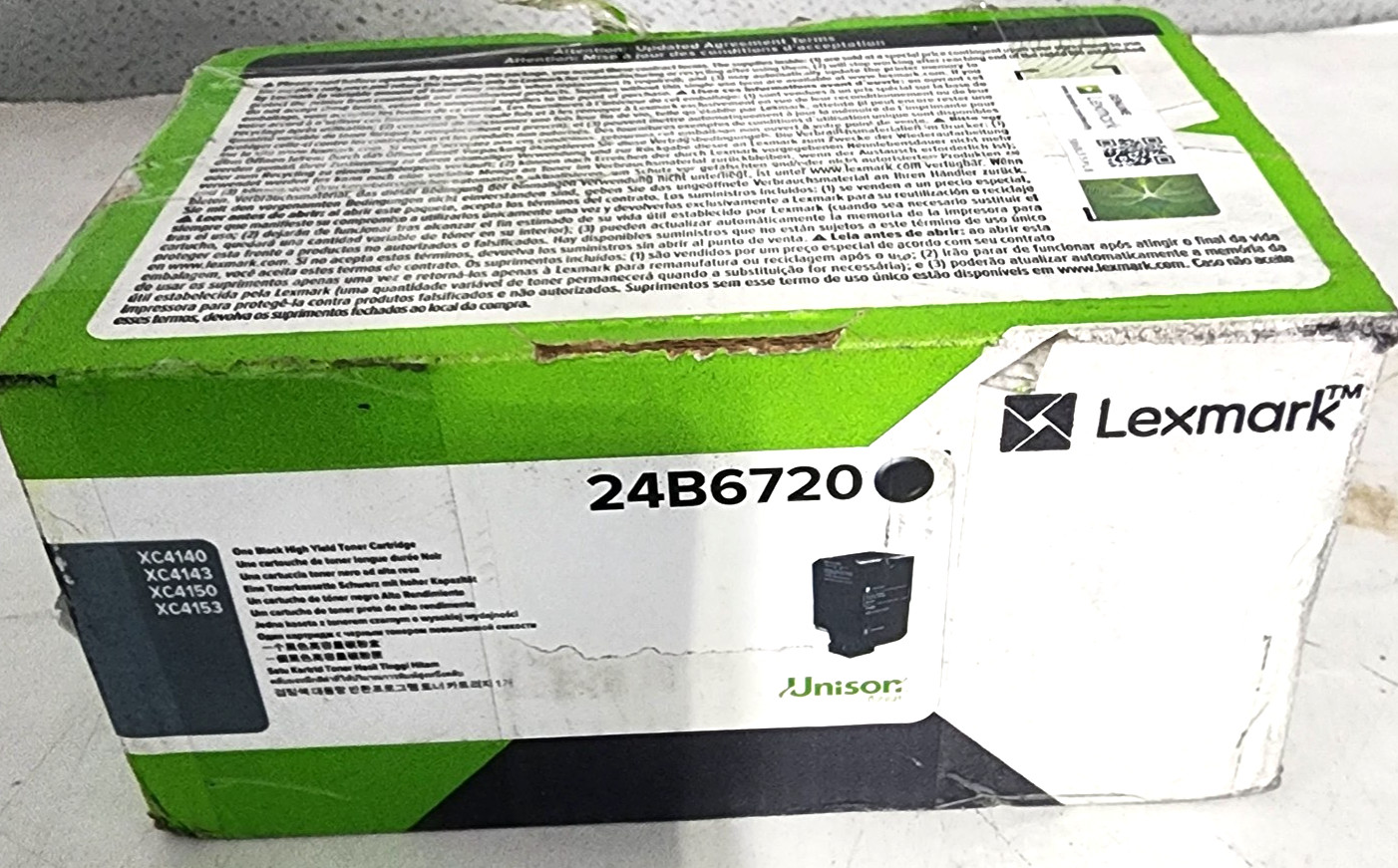 Lexmark 24B6720 Black High Yield Toner Cartridge XC4140 New Sealed Damaged Box