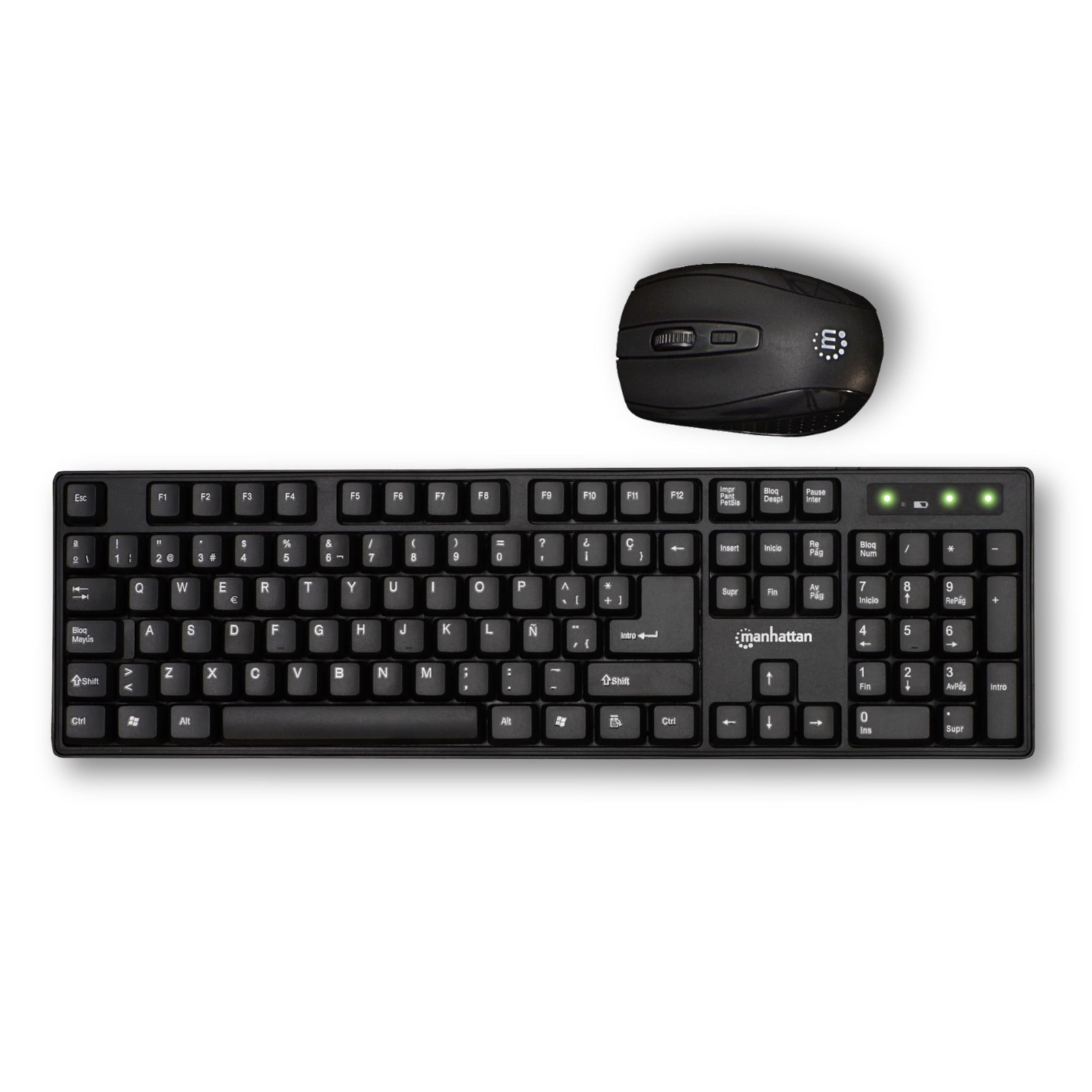 Spanish Wireless Keyboard Optical Combo, 2.4 GHz USB Black