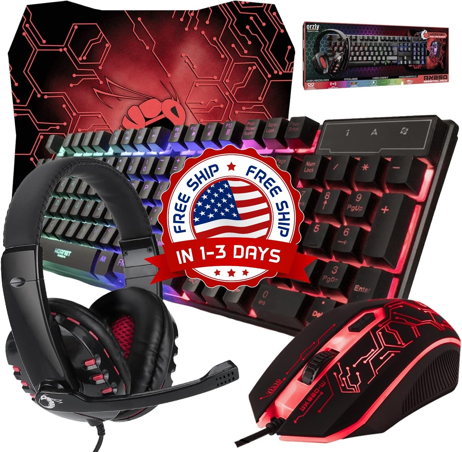 Jugeo De Teclado Y Mouse Gamer Para Gaming Multicolor LED Raton Negro RGB NUEVO.