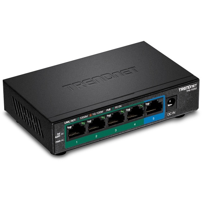 TRENDnet 5-Port Gigabit PoE+ Switch 32W PoE Switch TPETG52