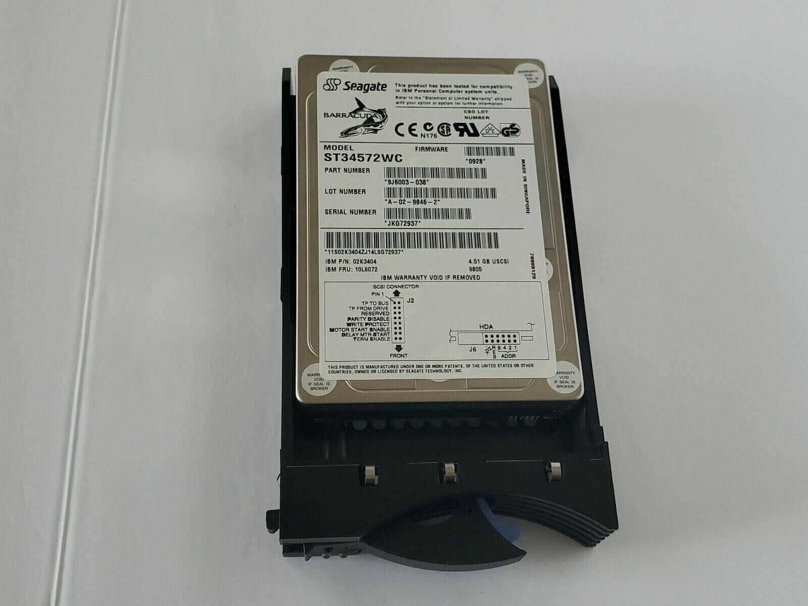 4.3GB ST34572WC-IBM Seagate 3.5" 80 PIN SCSI Internal Hard Disk Drive Enterprise