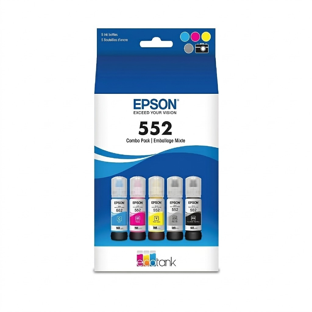 Genuine Epson T552 High Yield Ink Cartridge 5-Pack CMY Photo Black Gray OEM