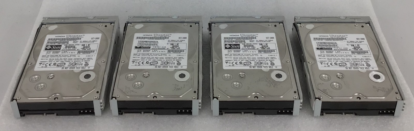 LOT OF 4 Hitachi HUA721010KLA330 1TB 7200 3.5" SATA HDD HUA7210SASUN1.0T caddy