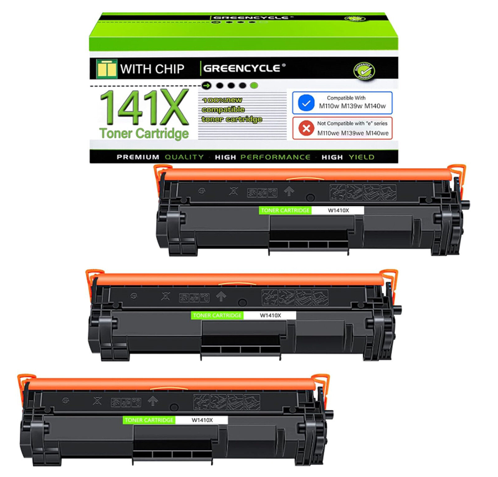 3PK Replacement for HP 141X Toner Cartridges fit for HP LaserJet MFP M139w M140w