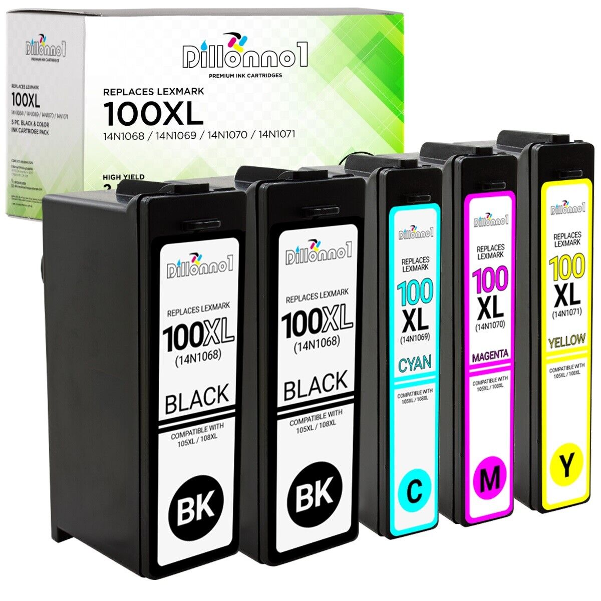 5PK For Lexmark 100XL BCMY Ink For Pro202 205 206 207 701 702 703 705 706