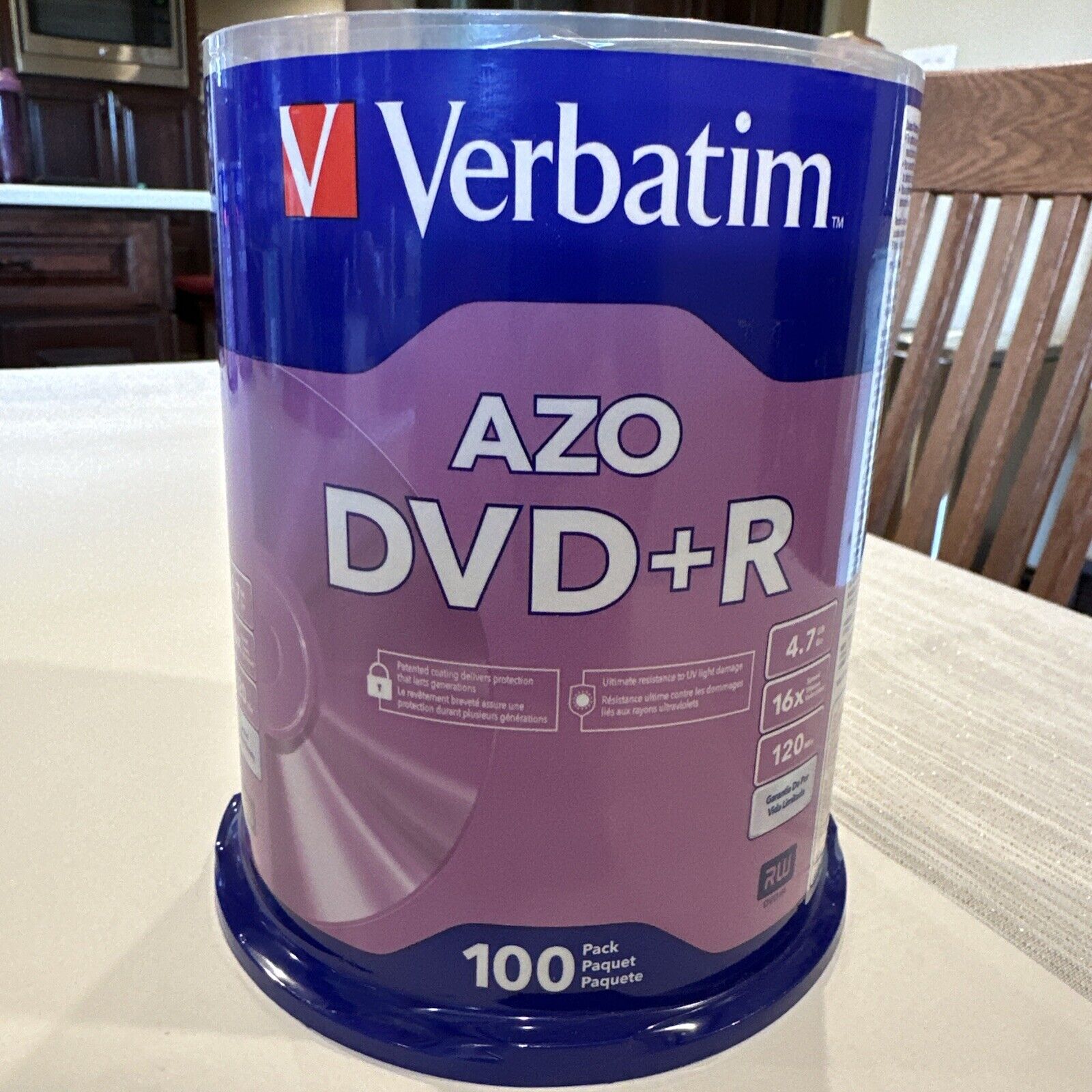 Verbatim DVD+R Discs 4.7GB 16x Spindle 100/Pack 95098