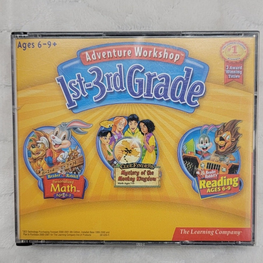 Adventure Workshop 1st-3rd Grade 3 PC CD-ROM Set Reader Rabbit ClueFinders Math
