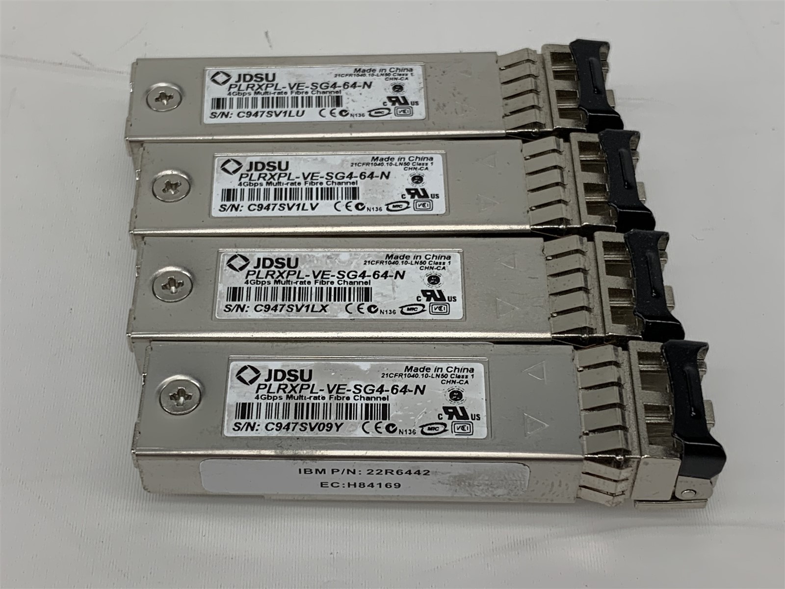 Lot of 4 - JDSU PLRXPL-VE-SG4-64-N 4Gbps Multi-Rate Fibre Transciever Module