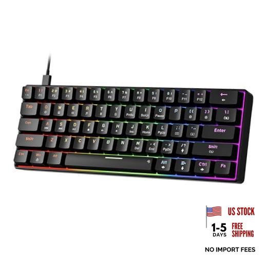 GM611 Mechanical Keyboard,LEDBacklit Wired Gaming black keycaps-red switch