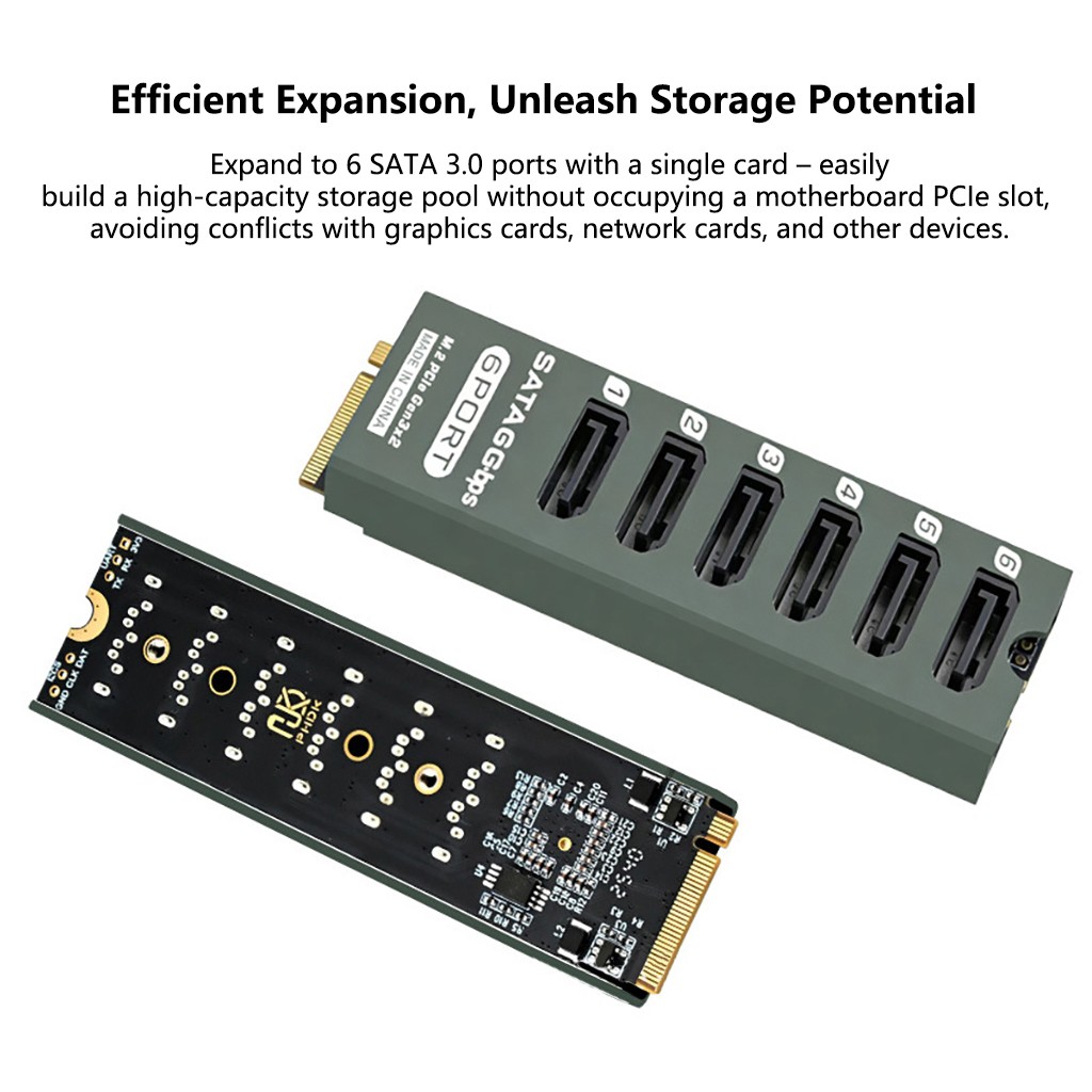 M.2 MKEY PCI-E3.0 to SATA3.0 6Gbps 6/8/9 Ports NAS Expansion Card Adapter Card