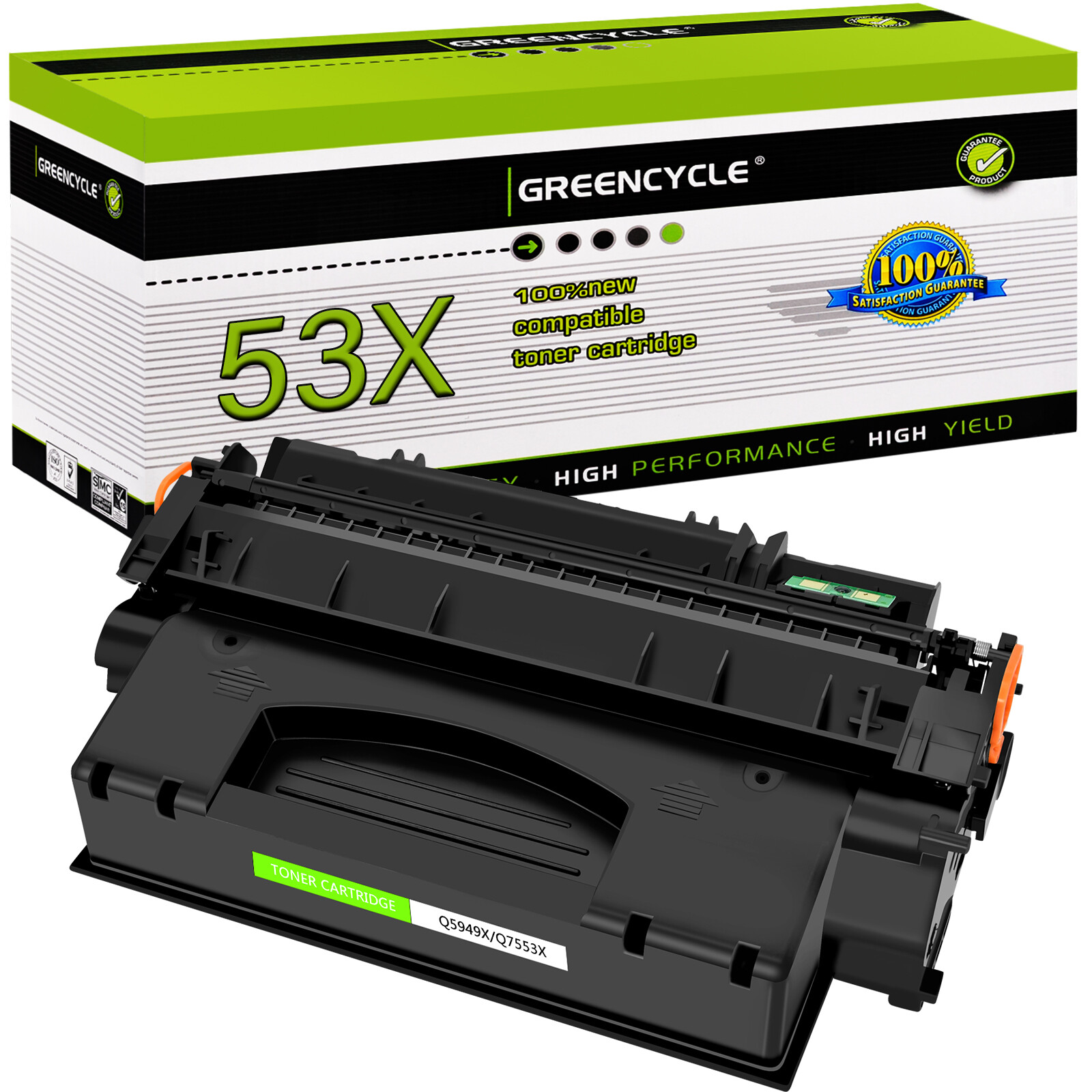 GREENCYCLE Q7553X 53X Toner Cartridge For HP Laserjet P2014 P2015X M2727nfs MFP