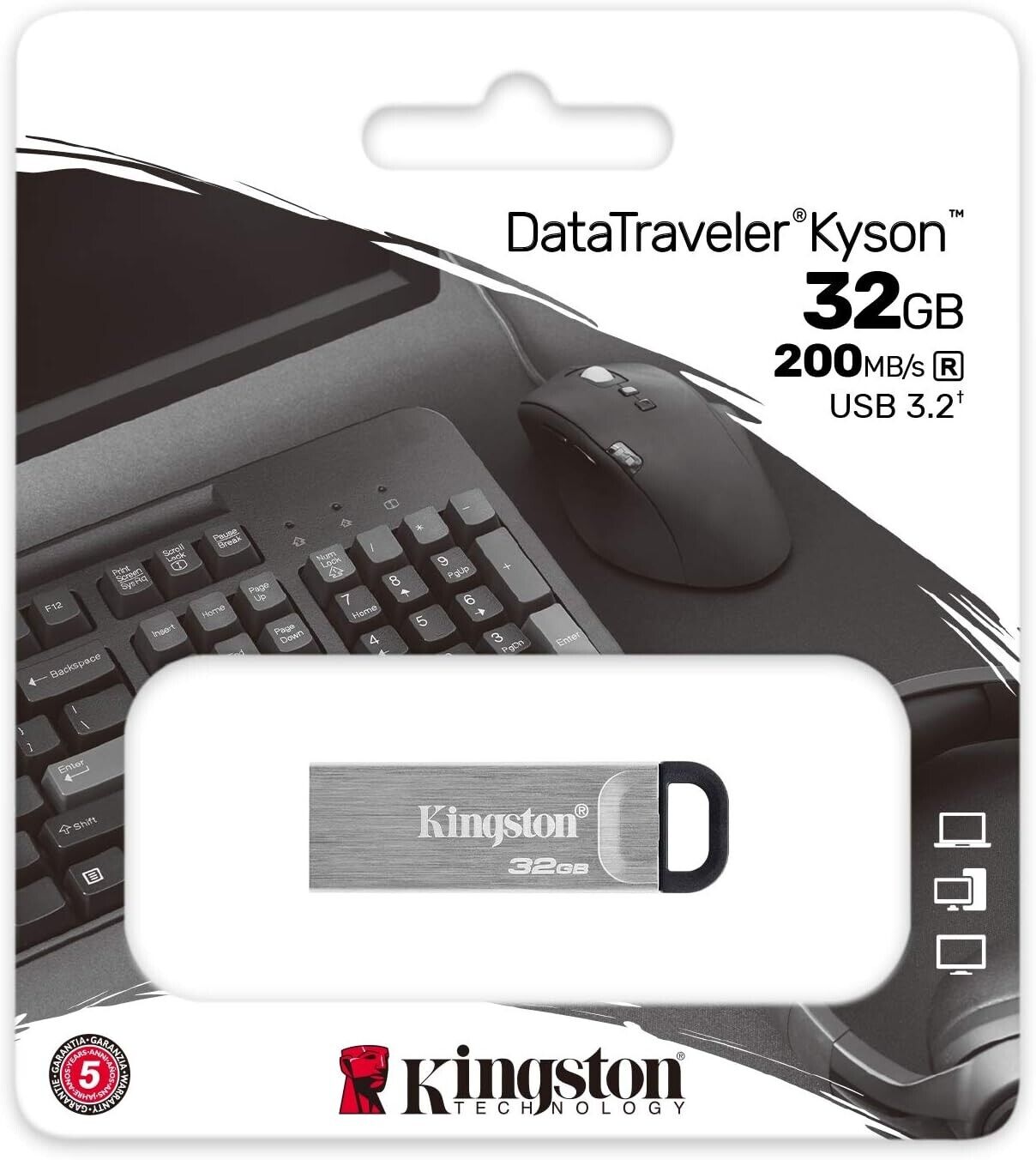 Kingston 32GB DataTraveler Kyson USB 3.2 Gen 1 200MBs Read Metal Flash Drive