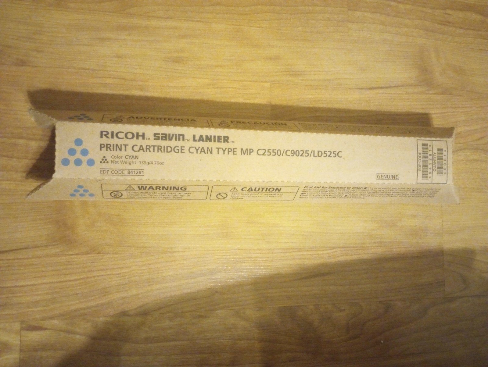 GENUINE Ricoh 841281 CYAN TONER Cartridge MP C2550 / C9025 / LD525C NEW SEALED.
