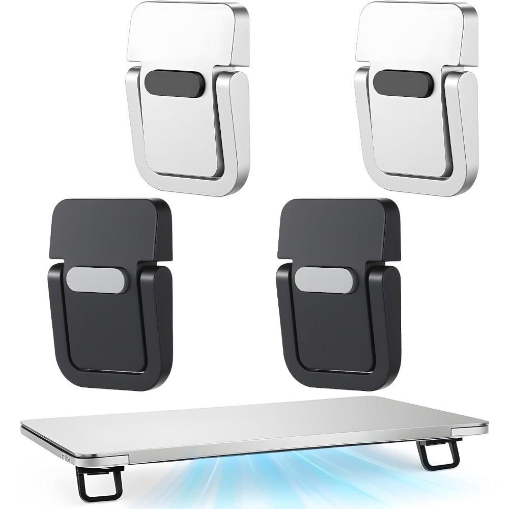 4pcs Portable Keyboard Riser, Mini Foldable Laptop Stand for Desk Self-Adhesive