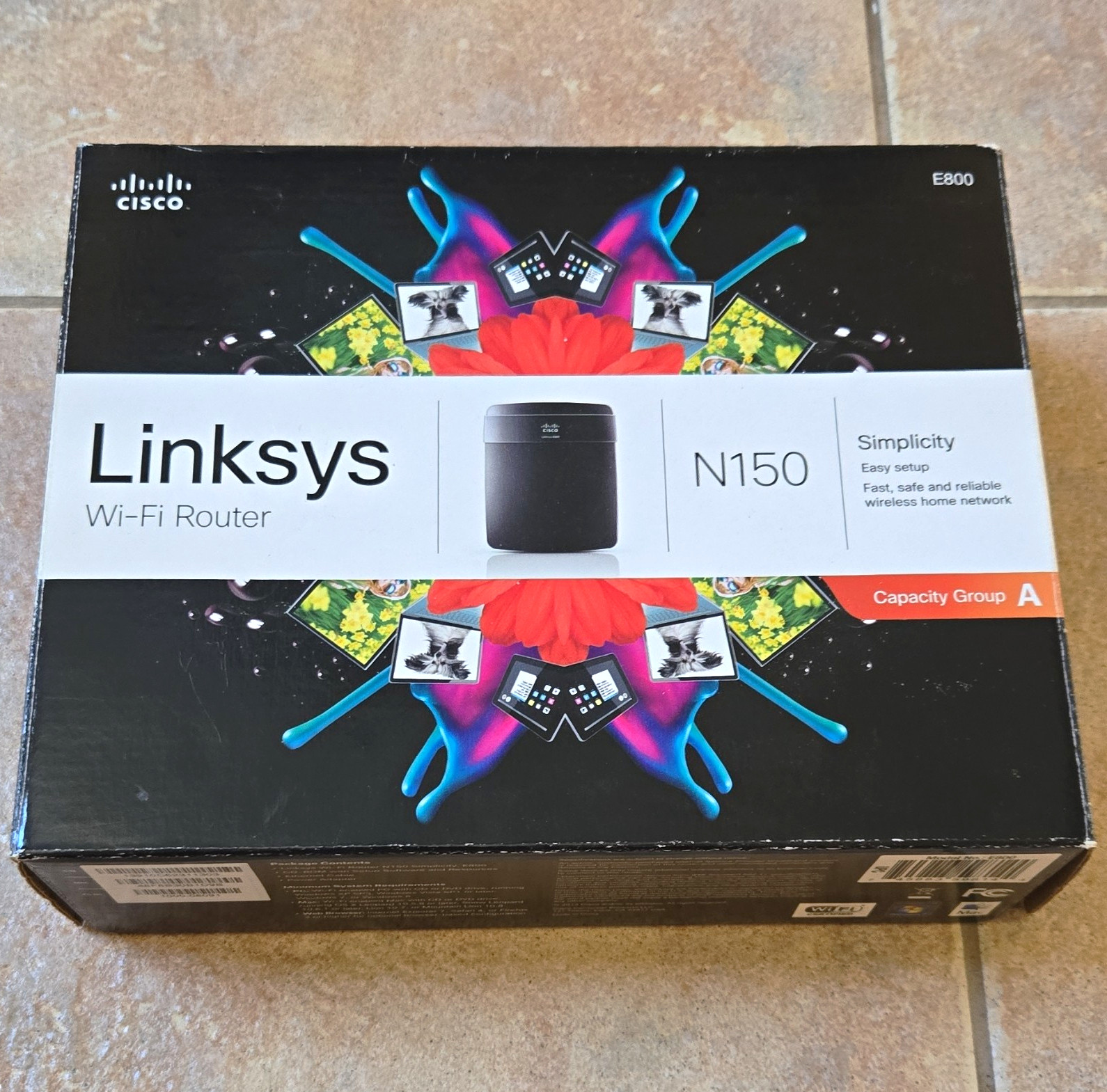 Linksys E800 N150 Single-Band Wi-Fi Router 4-Port 150 Mbps Black Bundle