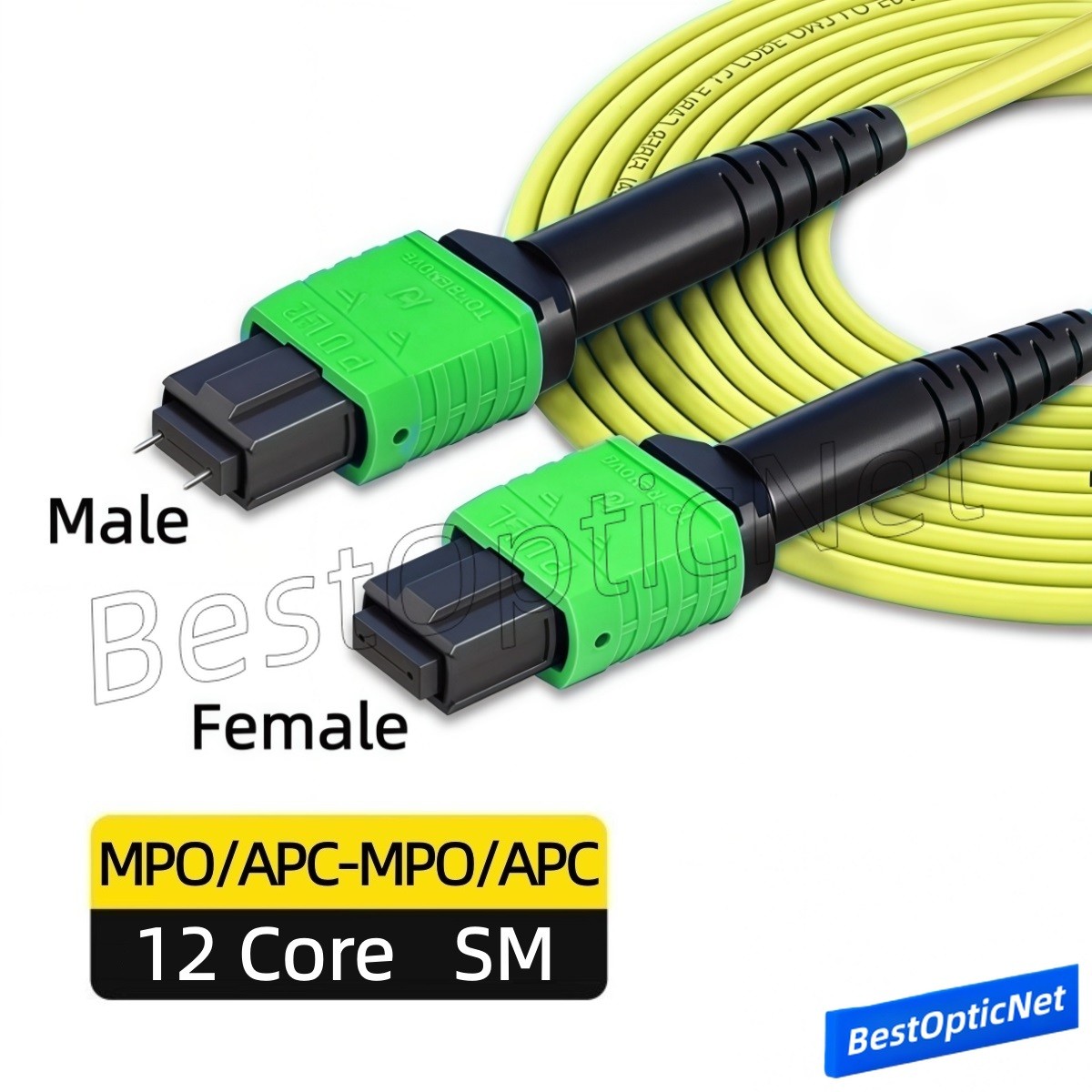1-80m MPO Male to MPO Female APC UPC 12 Core SM OS2 Fiber Optical Patch Cord Lot