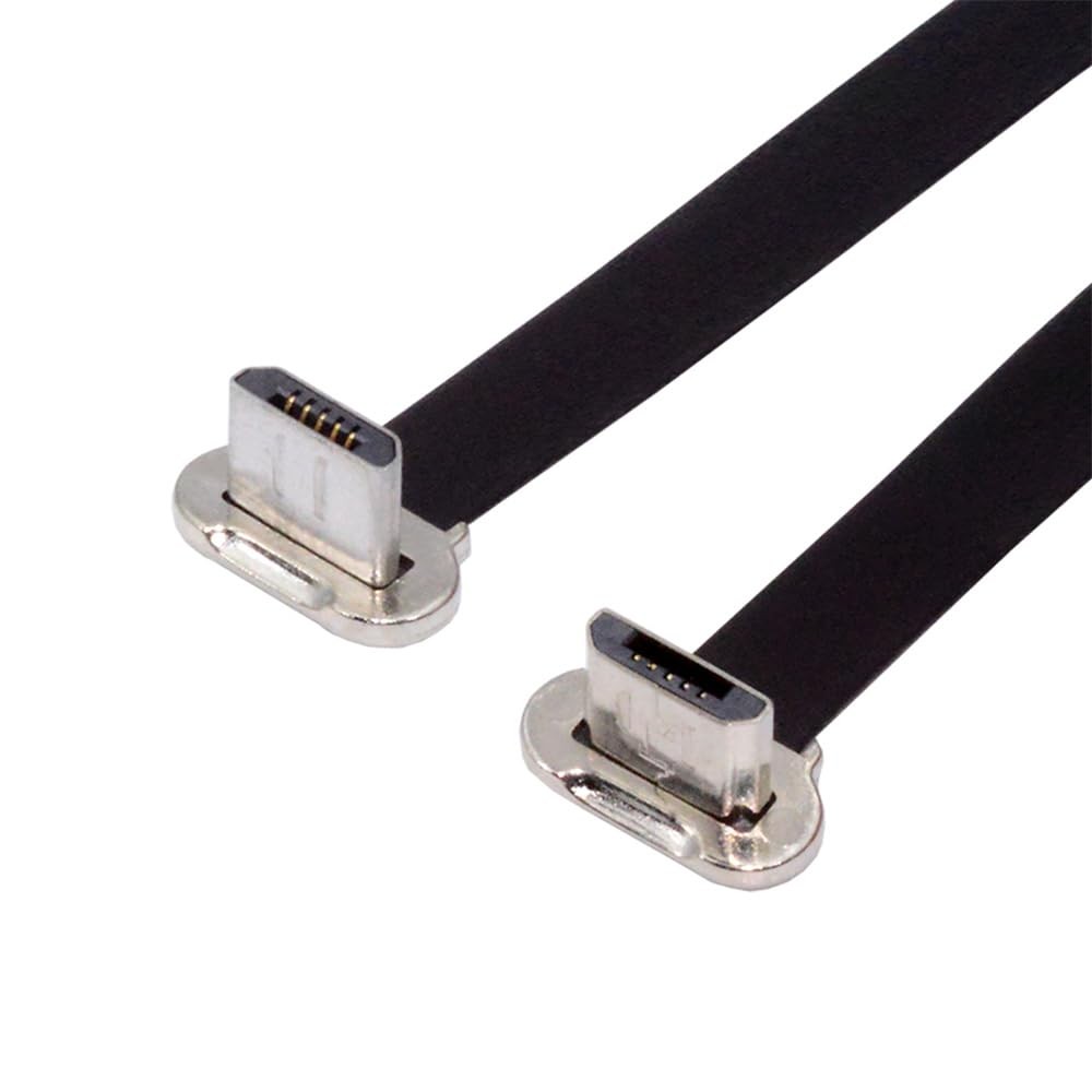 cablecc 5Pin Ultra Slim Flat Data Micro USB2.0 Male to USB 16cm, Black