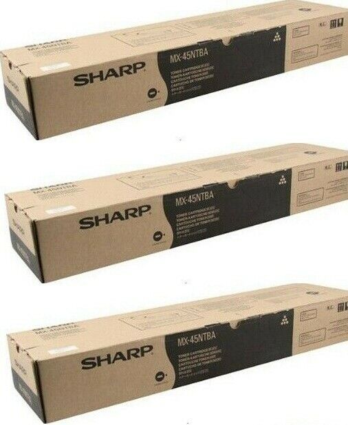 3 Genuine Factory Sealed Sharp  MX-45NTBA OEM Black Toner Cartridge