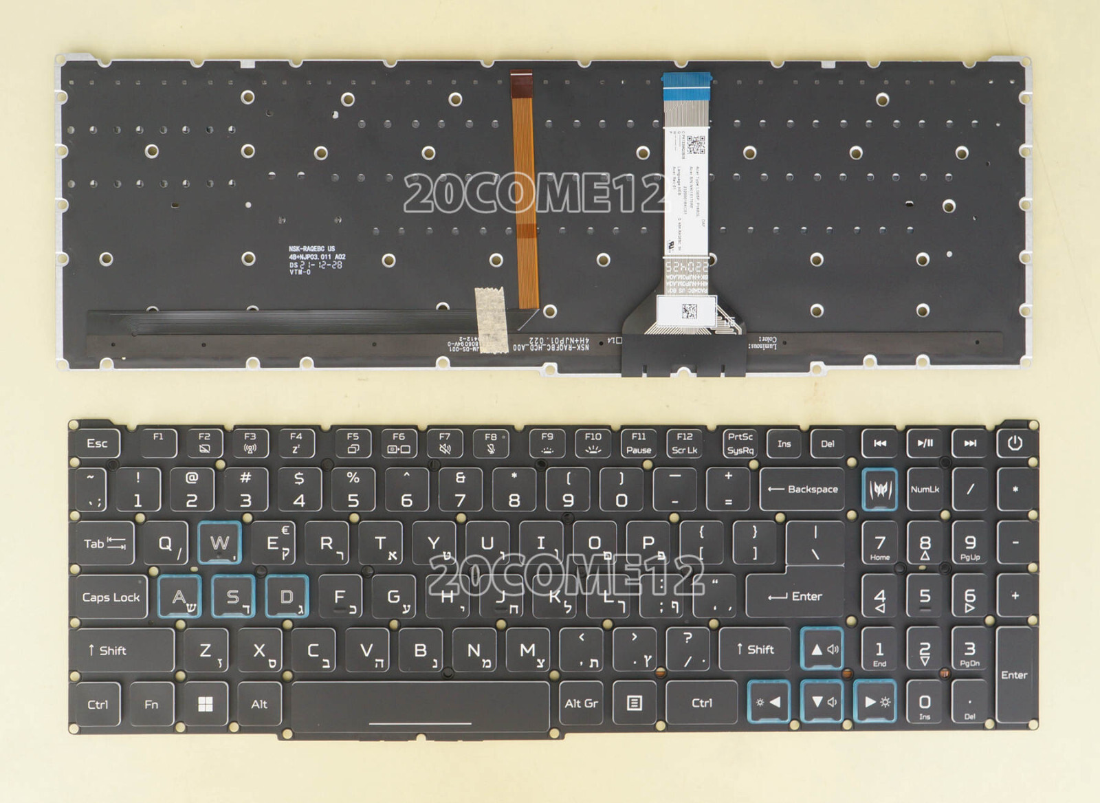 For Acer Predator Helios PH315-55 PH317-56 Keyboard Hebrew Israel Color backlit