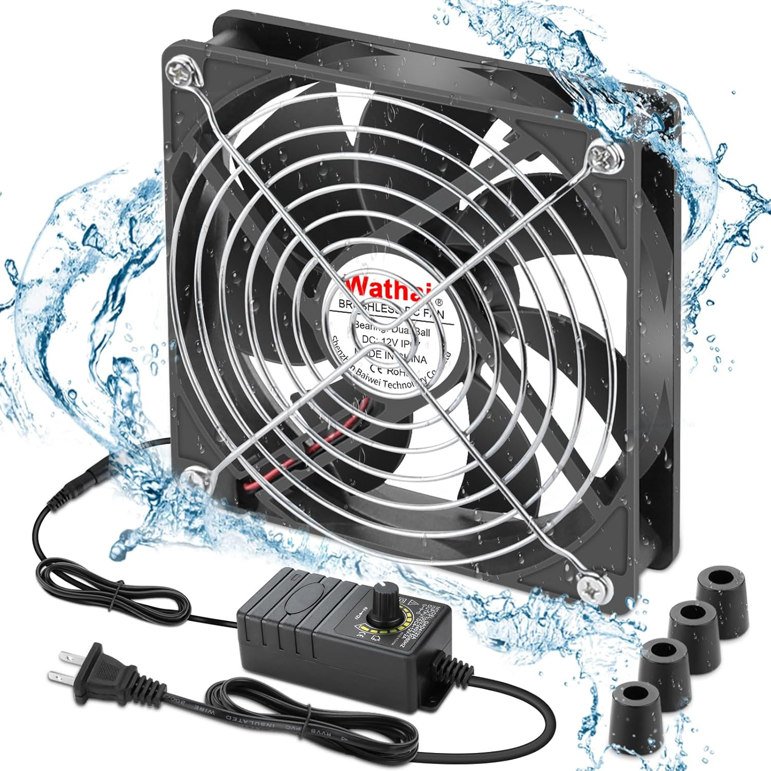 120Mm Waterproof Small Box Fan IP67 12V Computer Fan AC 110V 120V | Dual Ball Fa