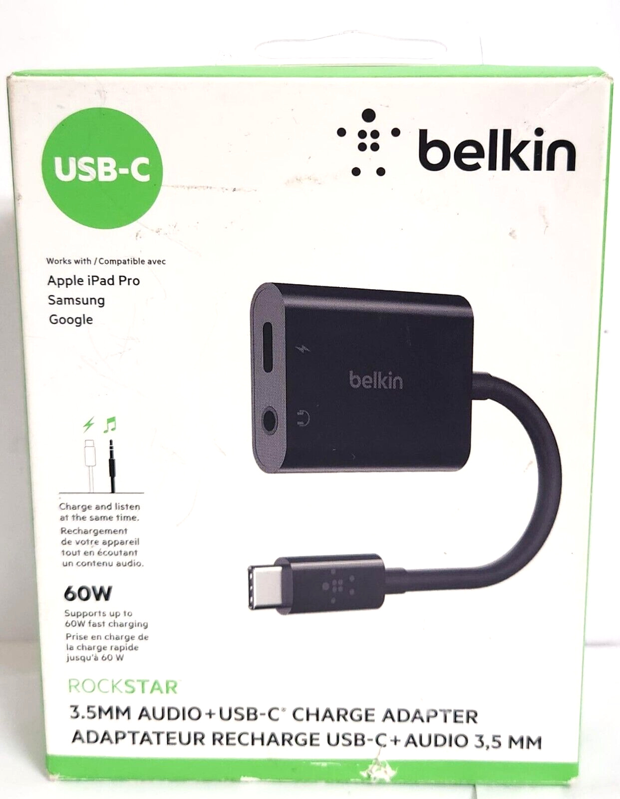Belkin - 3.5mm Audio & USB-C Adaptor - Fast Charge Compatible NPA004btBK Black