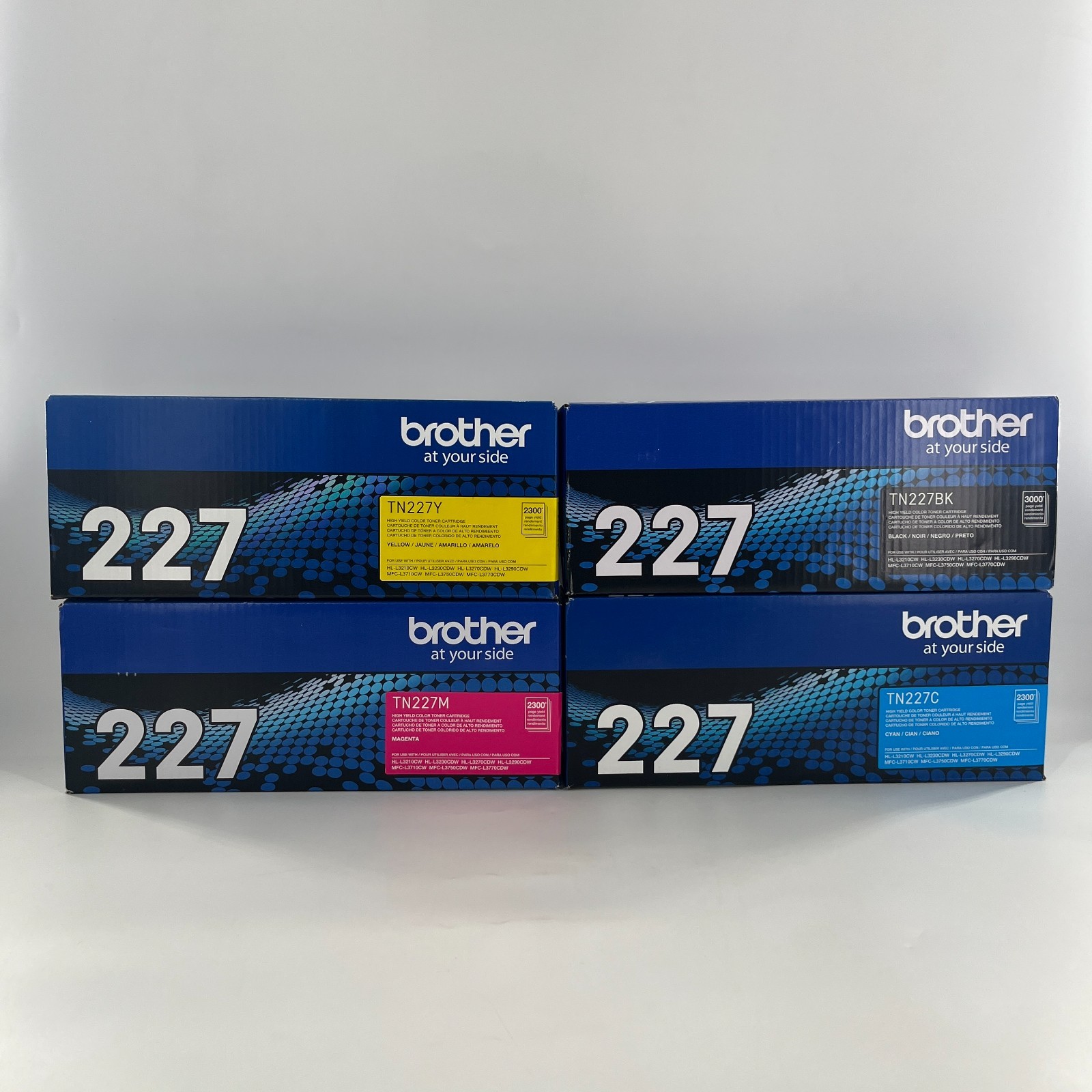 NEW Genuine Brother TN227 High Yield Toner Cartridge Lot 4 BK C Y M OEM SEALED