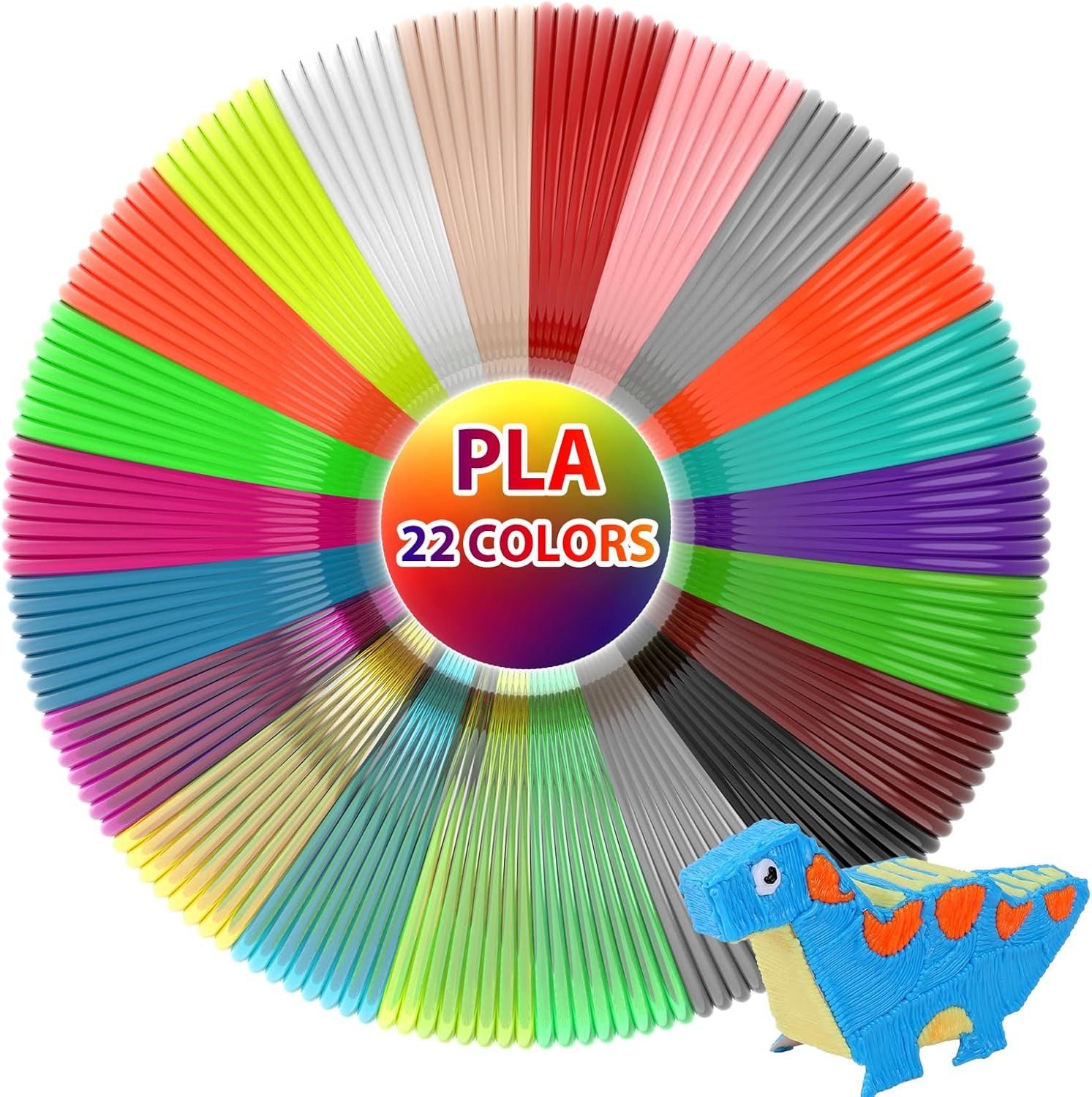 22 Colors 3D Pen Filament 1.75Mm PLA, Each Color 10 Feet, Total 220 Feet 3D Pen