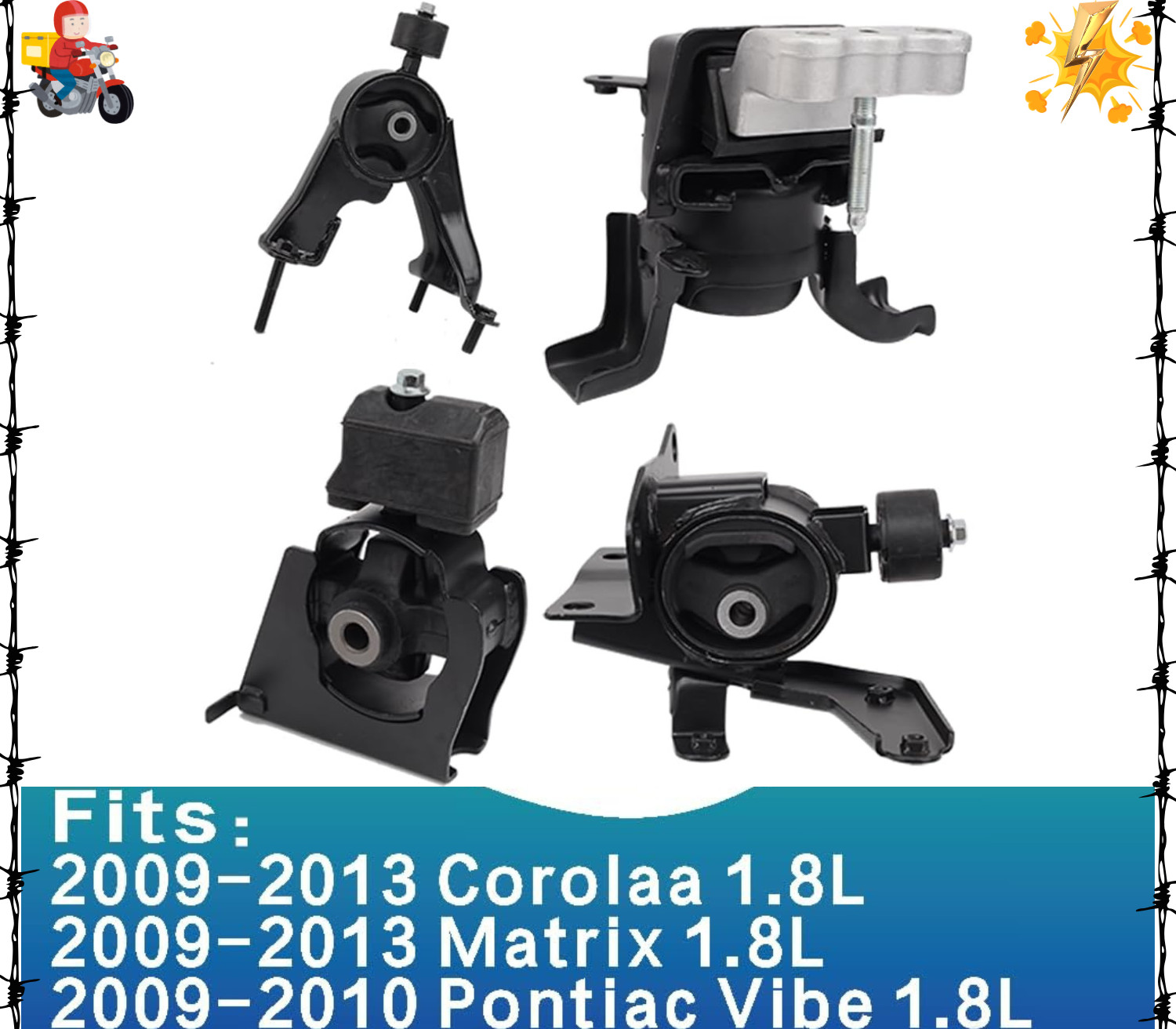 Engine Motor and Transmission Mount Kit Compatible 2009-2013 Corolaa (1.8L)